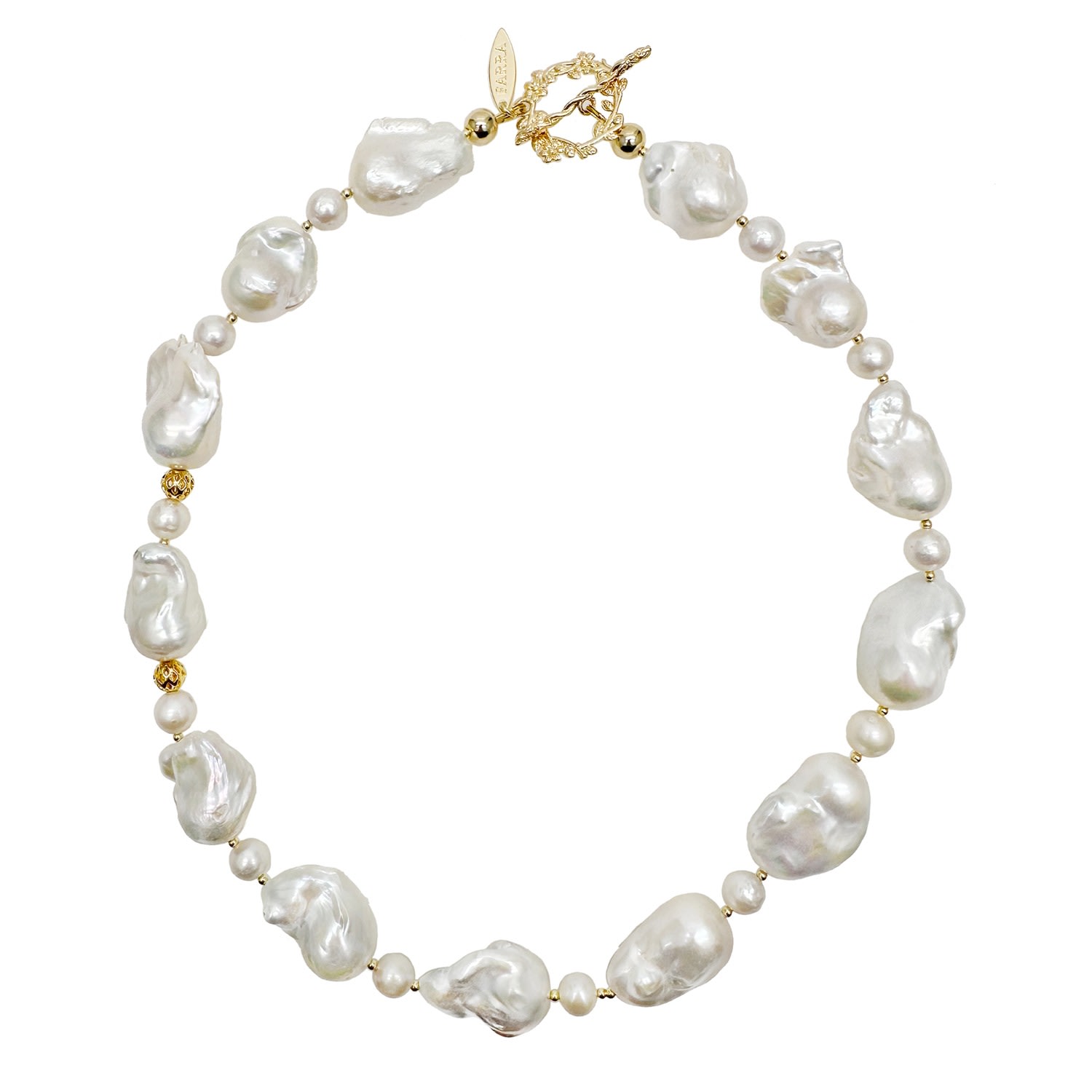 Women’s White Gorgeous Natural Baroque Pearls Necklace Farra