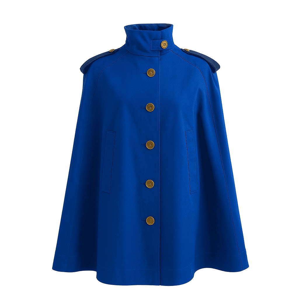 Nadia Royal Blue Waterproof Cape With Navy Contrast | Beira | Wolf