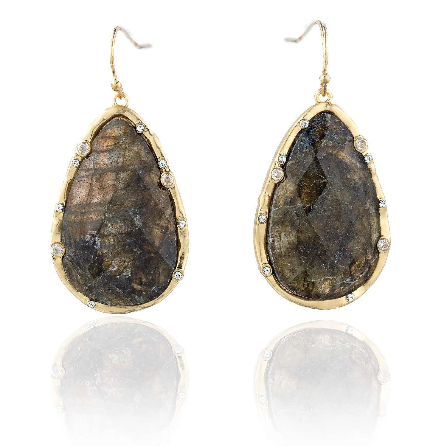 Rare Matters Jewelry Women's Grey Timeless Nature's Beauty Teardrop Earrings Labradorite