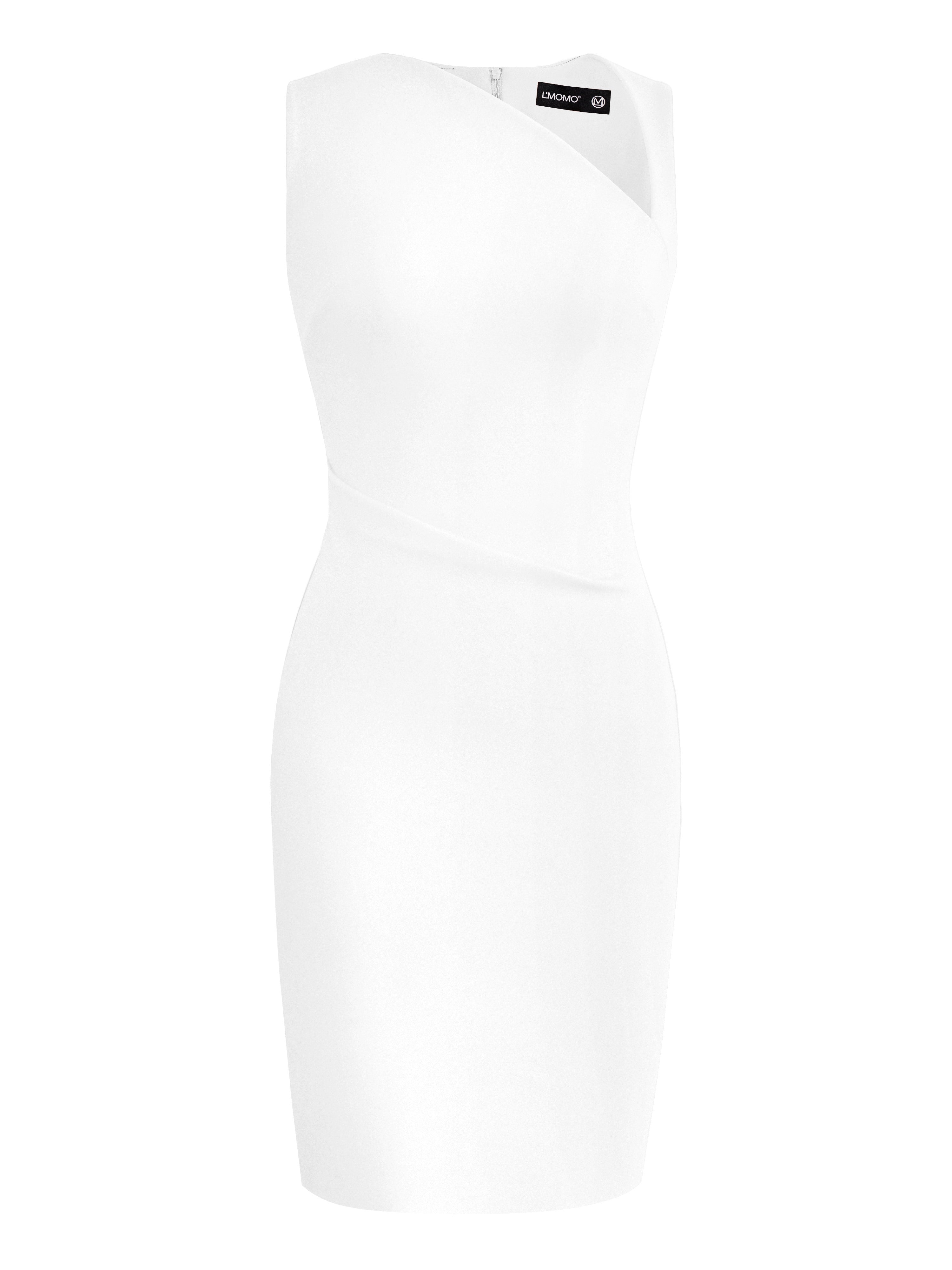 Asymmetric Neckline Folded Shoulder Dress – L'MOMO