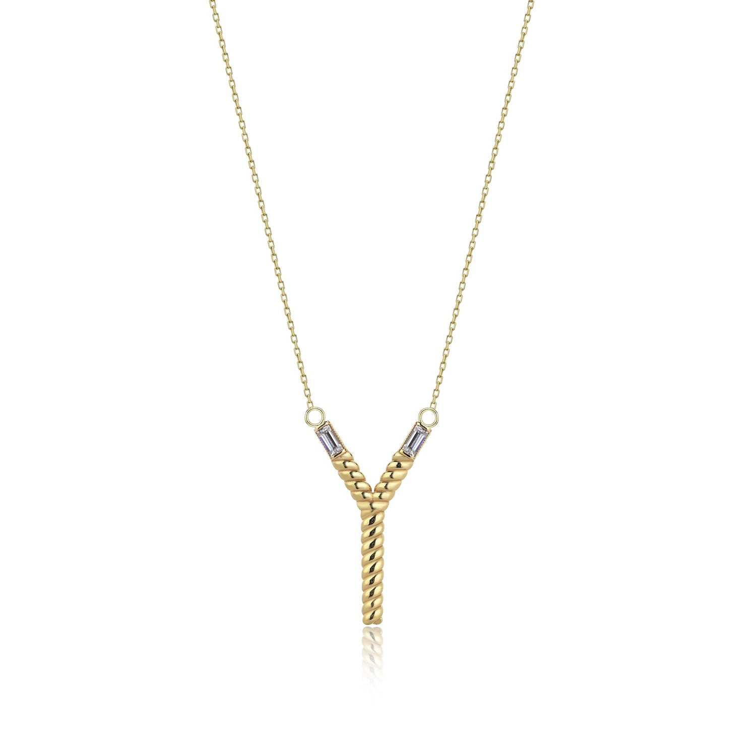 Women’s Inisiyal Y Initial Necklace In Sterling Silver With Gold Plated Odda75