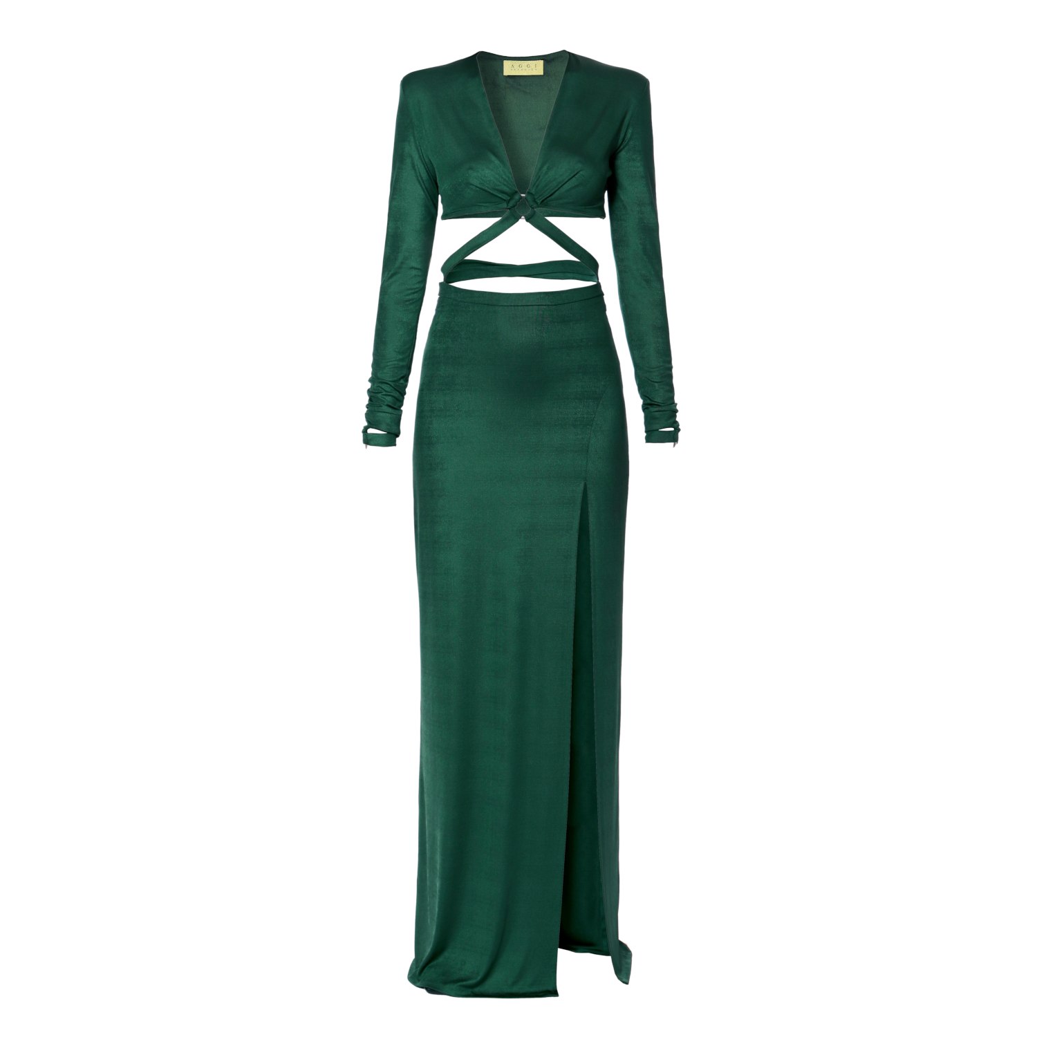 Shop Aggi Women's Cassandra Deep Green Crop Top Maxi Dress
