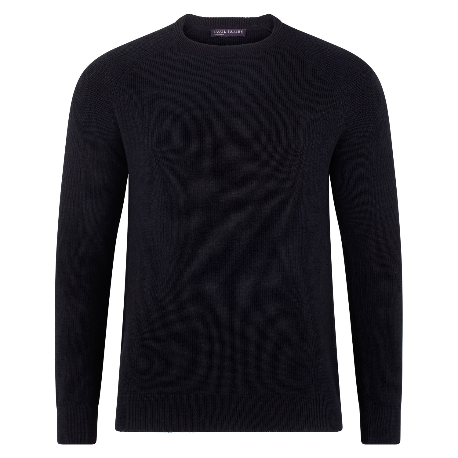 Paul James Knitwear Mens Cotton Lightweight Fisherman Dylan Rib Jumper - Black In Black