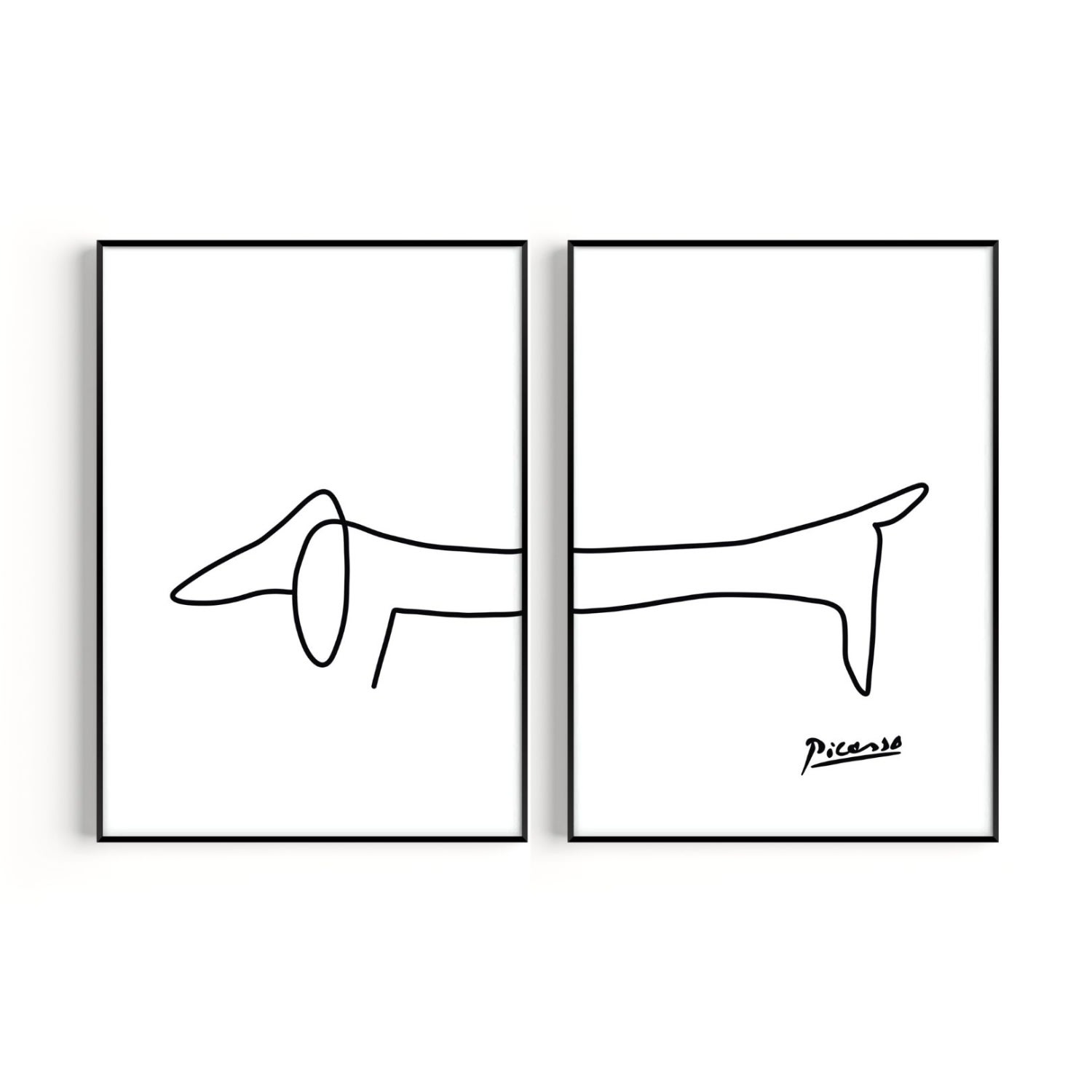 Natalie Cass Art Black / White Sausage Dog Set Of 2 Art Prints - A3 In Multi