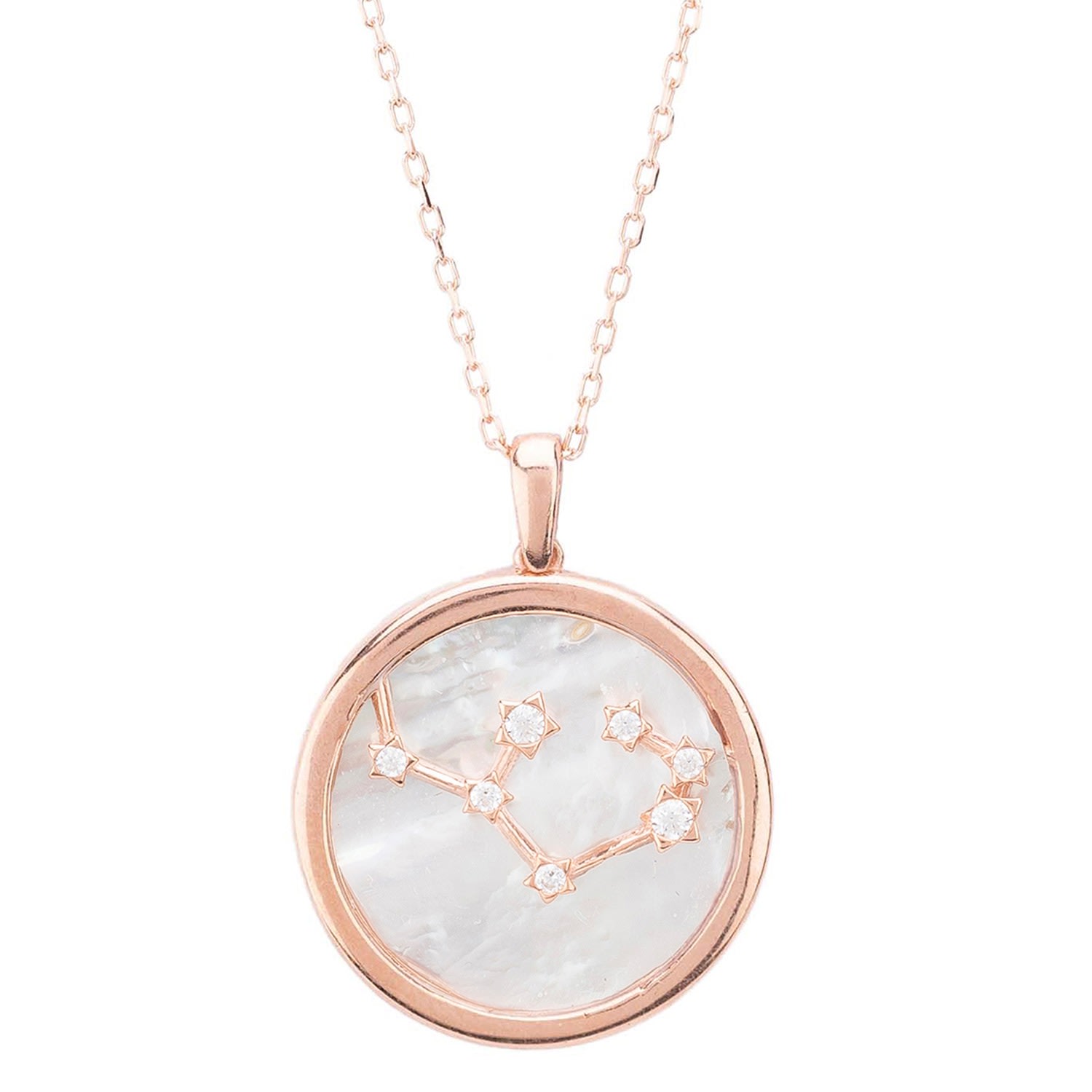 Women’s White / Rose Gold Zodiac Mother Of Pearl Gemstone Star Constellation Pendant Necklace - Sagittarius Latelita