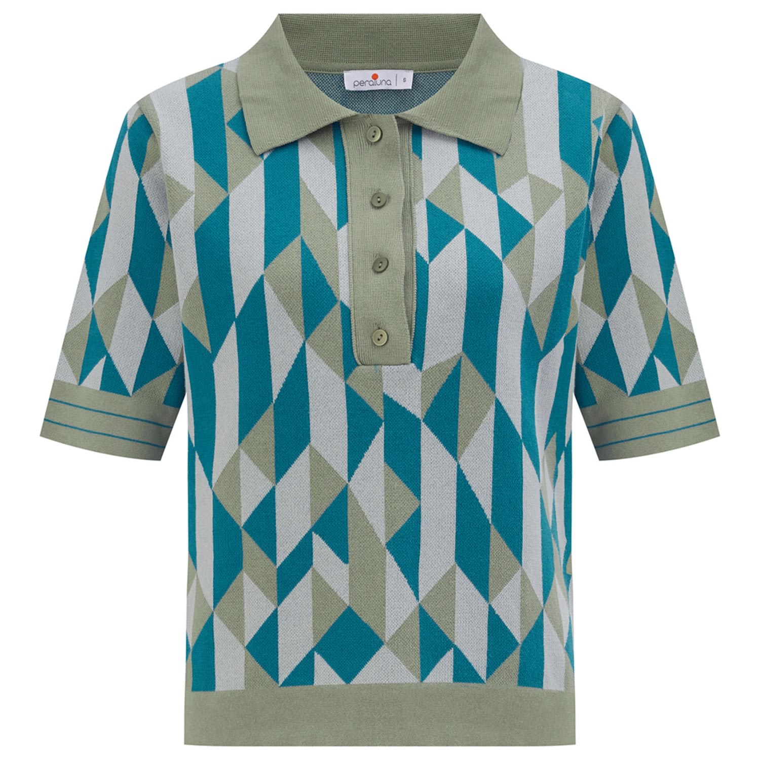 Peraluna Women's Lena Blouse Geometric Retro Patterned Knit Blouse - Multicolour