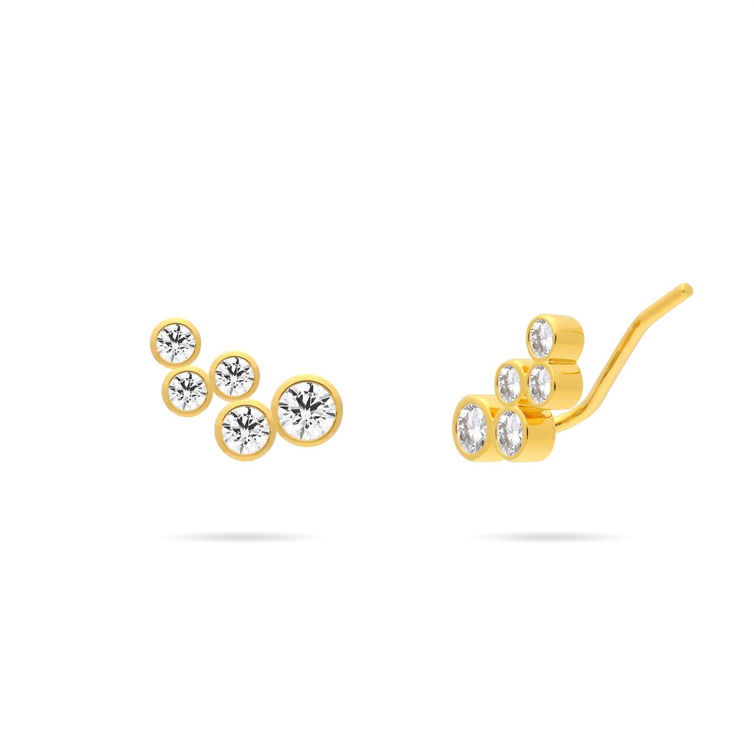 Shop Meulien Women's Clustered Bezel Set Cz Ear Climber Stud Earrings - Gold