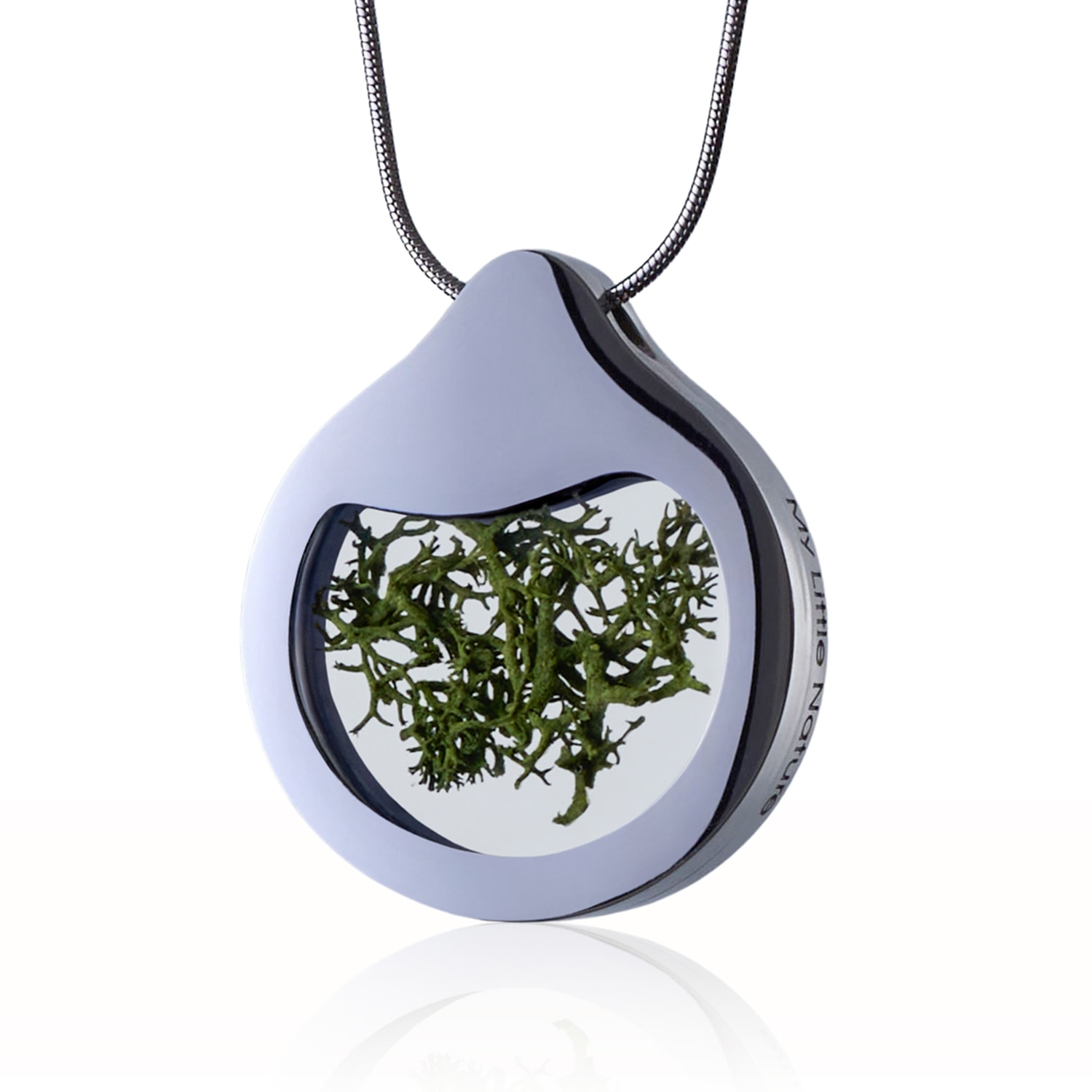 My Little Nature Women's Green / Silver Handcrafted Designer Necklace With Natural Green Moss – Eco-friendly Botanica In Multi
