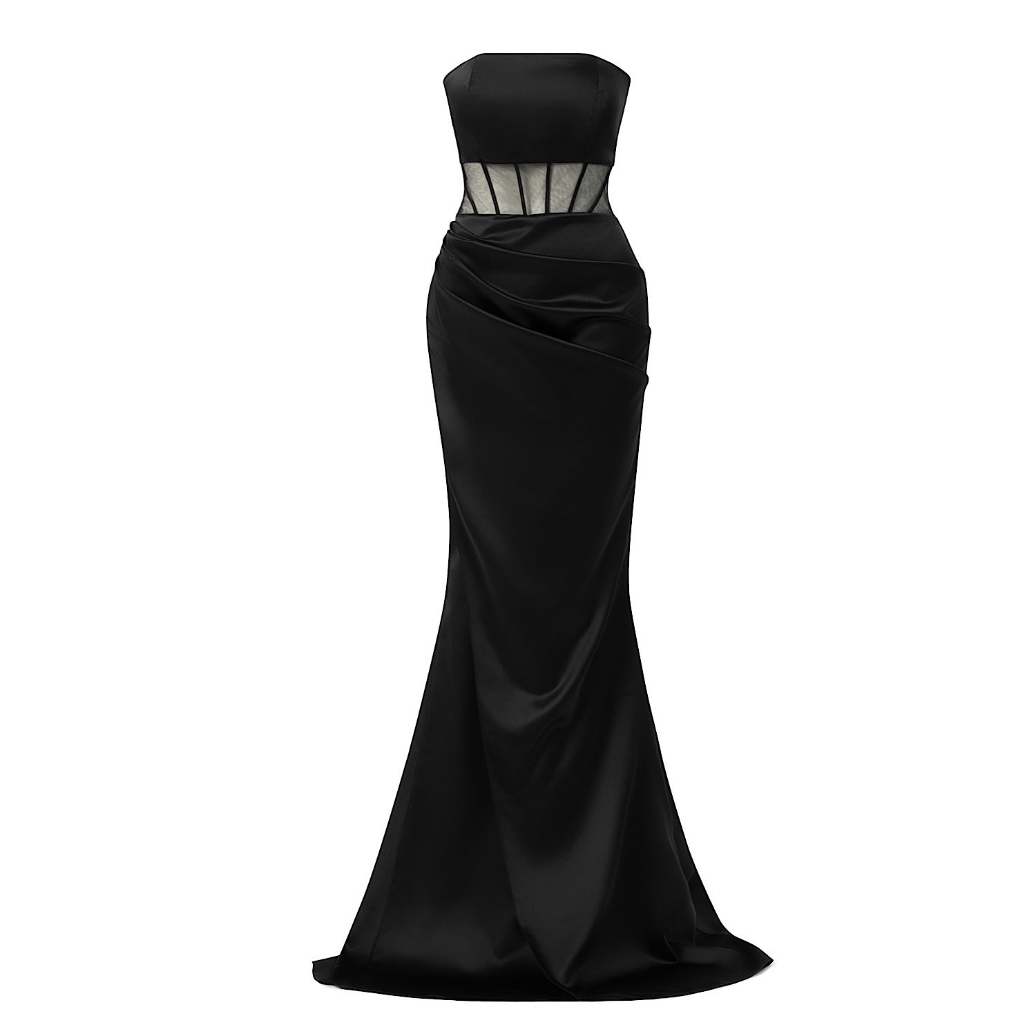 Women’s Roselenda Maxi Gown Cocktail Satin Dress İn Black Extra Small Selen Jewels