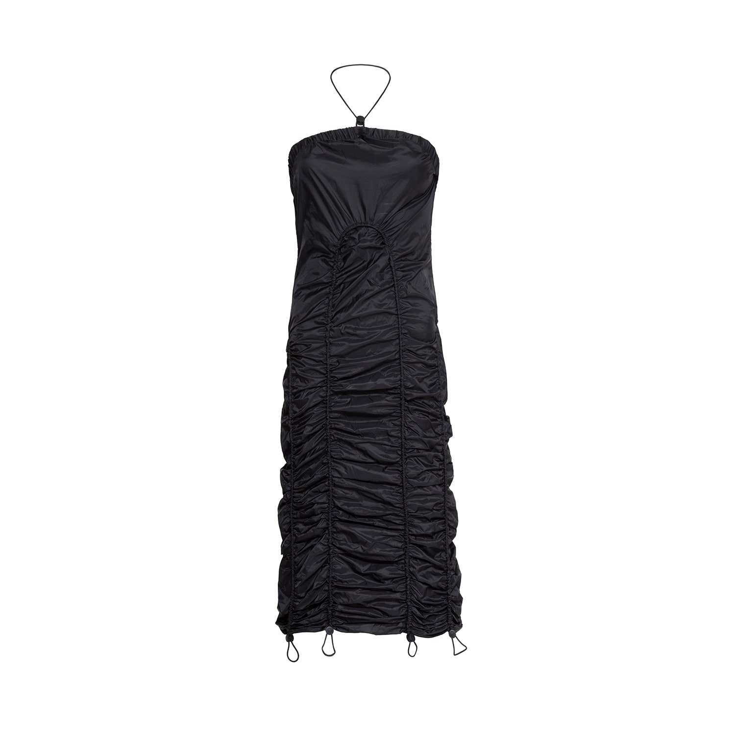 Audrey Vallens Women's Black Spades 2 Gathered Seam Halter Dress In Black