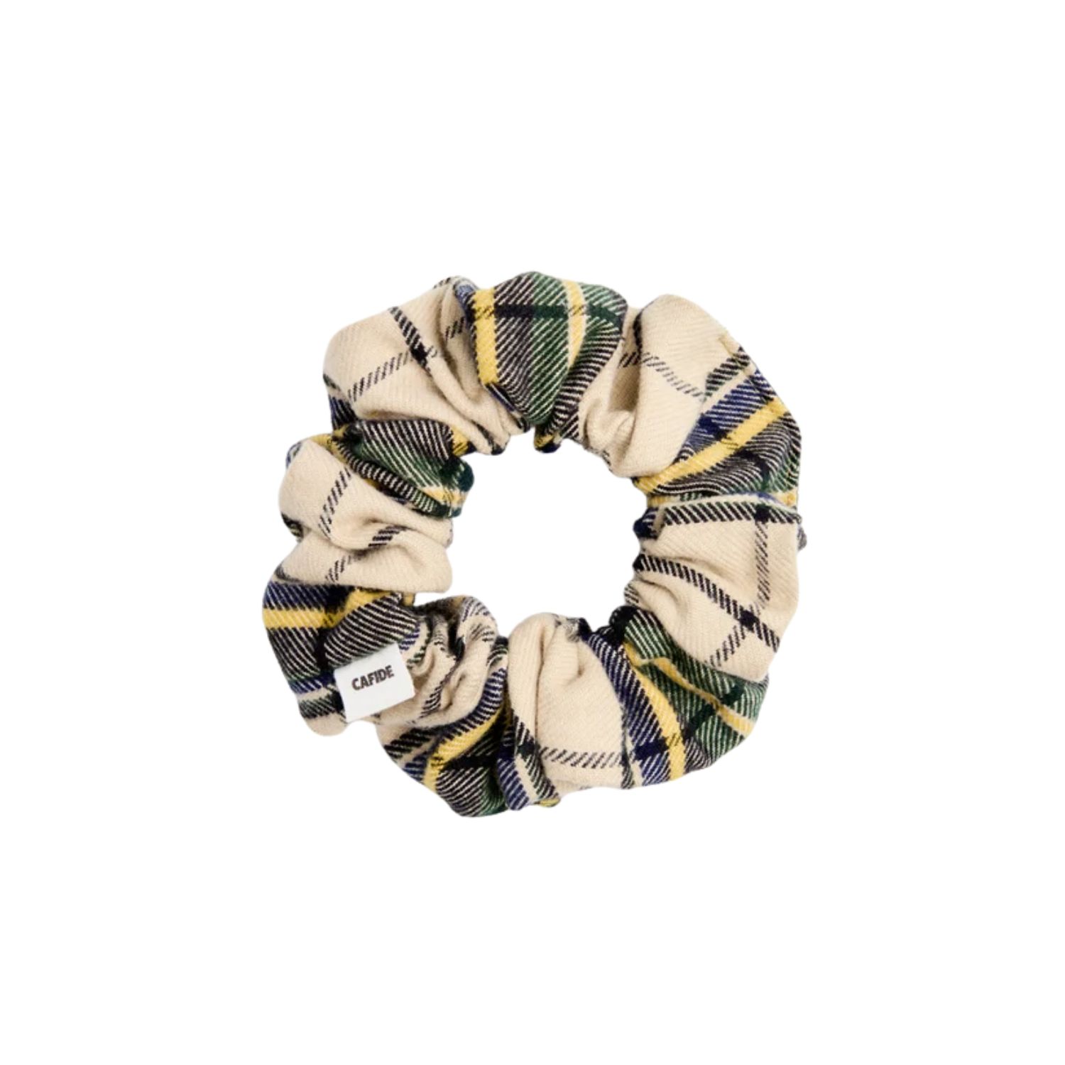 Women's Neutrals Tartan Beige Scrunchie Hair Tie, Noa | One Size | Cafide