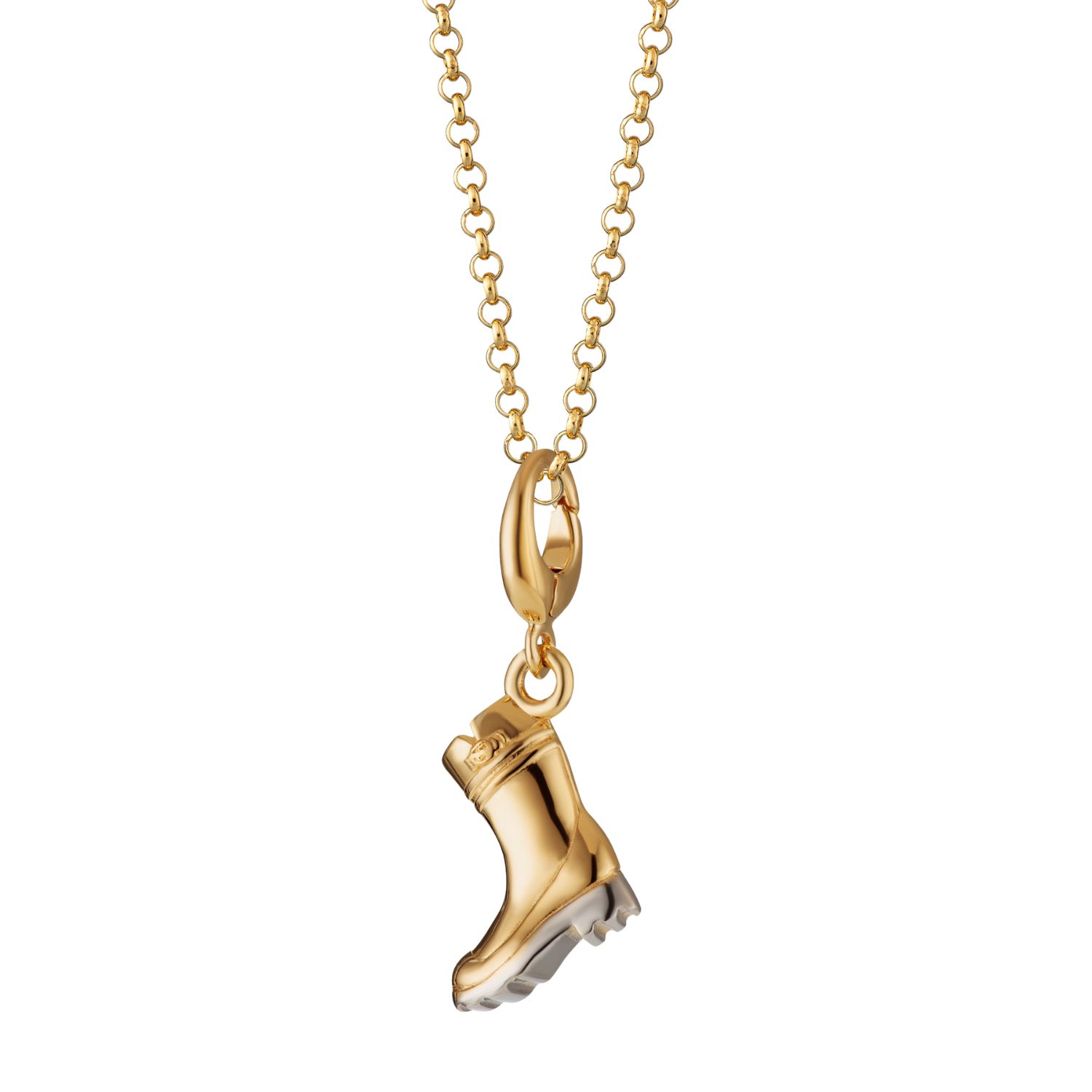 Lily Charmed Women's Gold Plated Wellington Boot Charm Necklace In Gold
