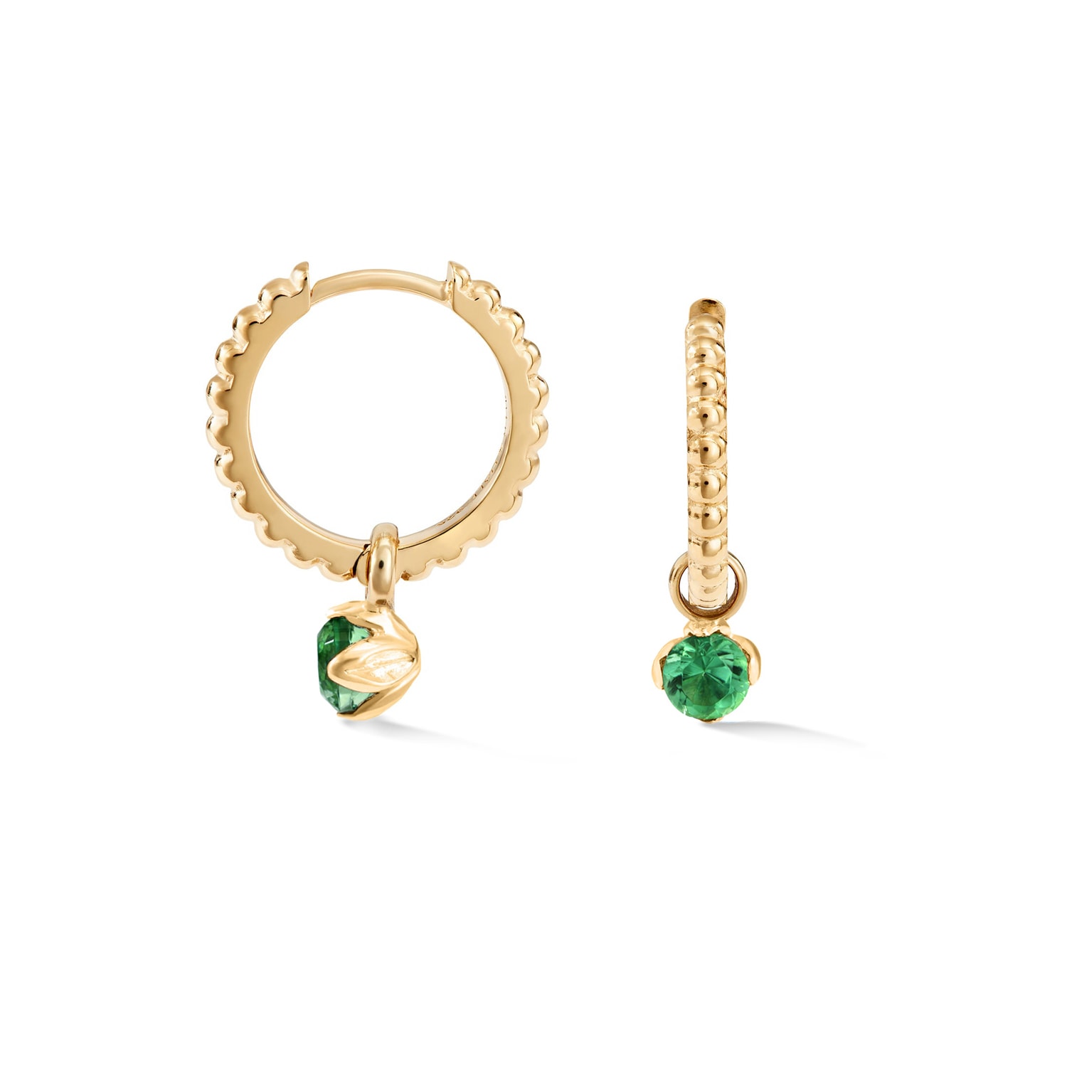 Women’s Gold Green Garnet Charm On Large Dotty Orissa Hoops In Vermeil Dower & Hall