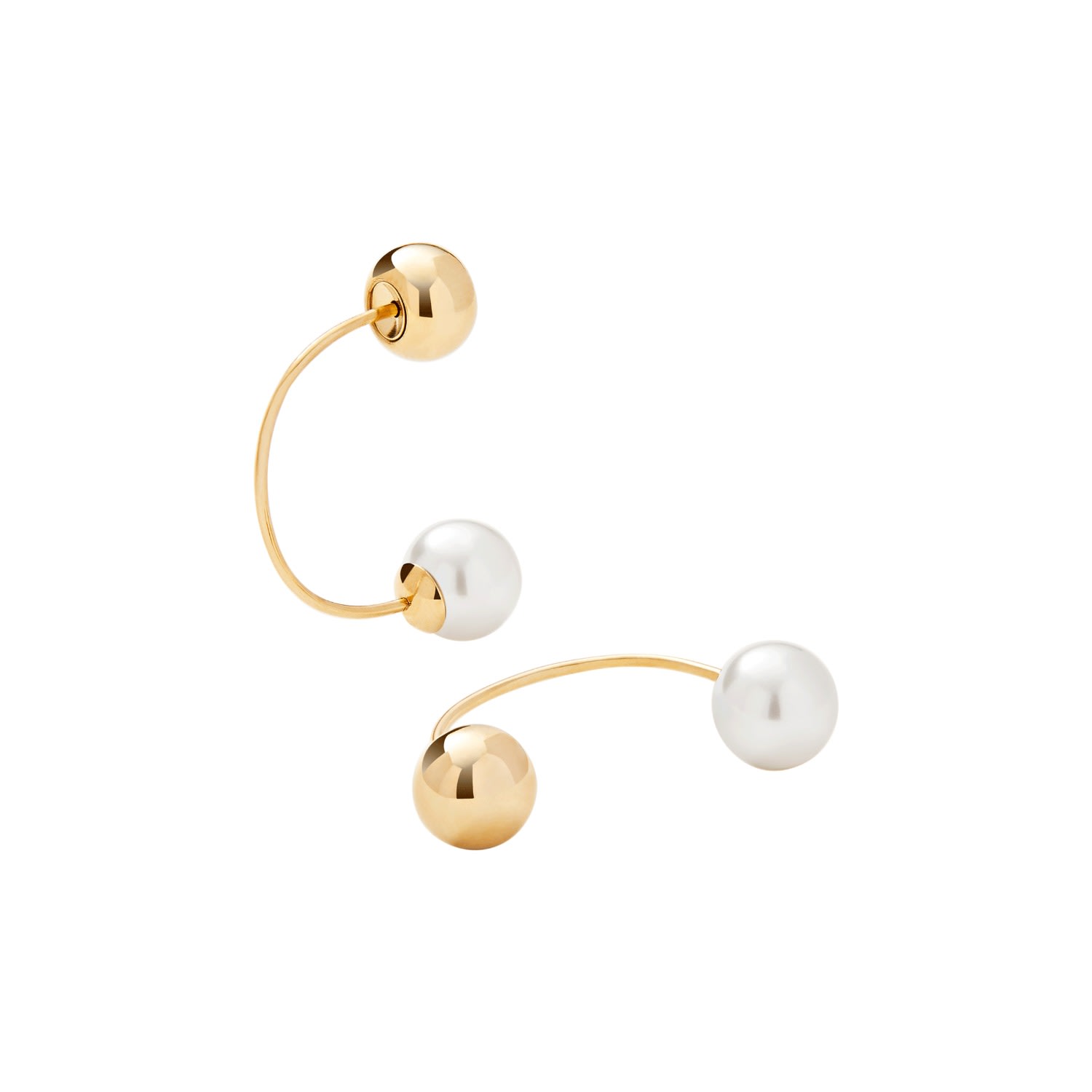 Women’s Minimalism Galet Curve Pearl Drop Dangle Earrings - Gold Me30