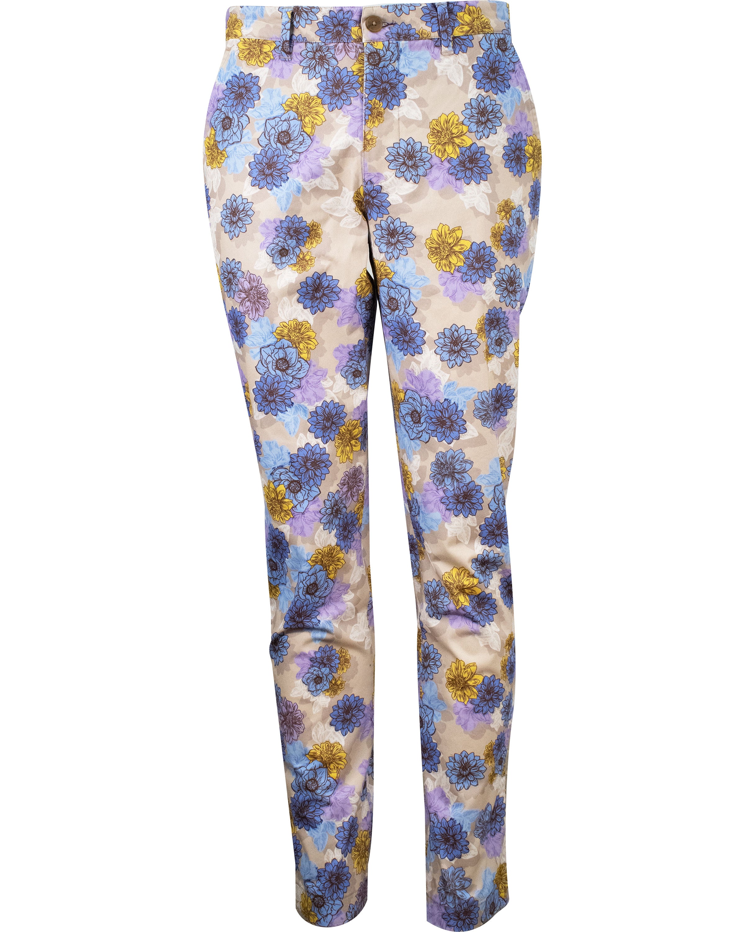 Lords Of Harlech Men's Brown Jack Snap Floral Pant - Pumice In Brown