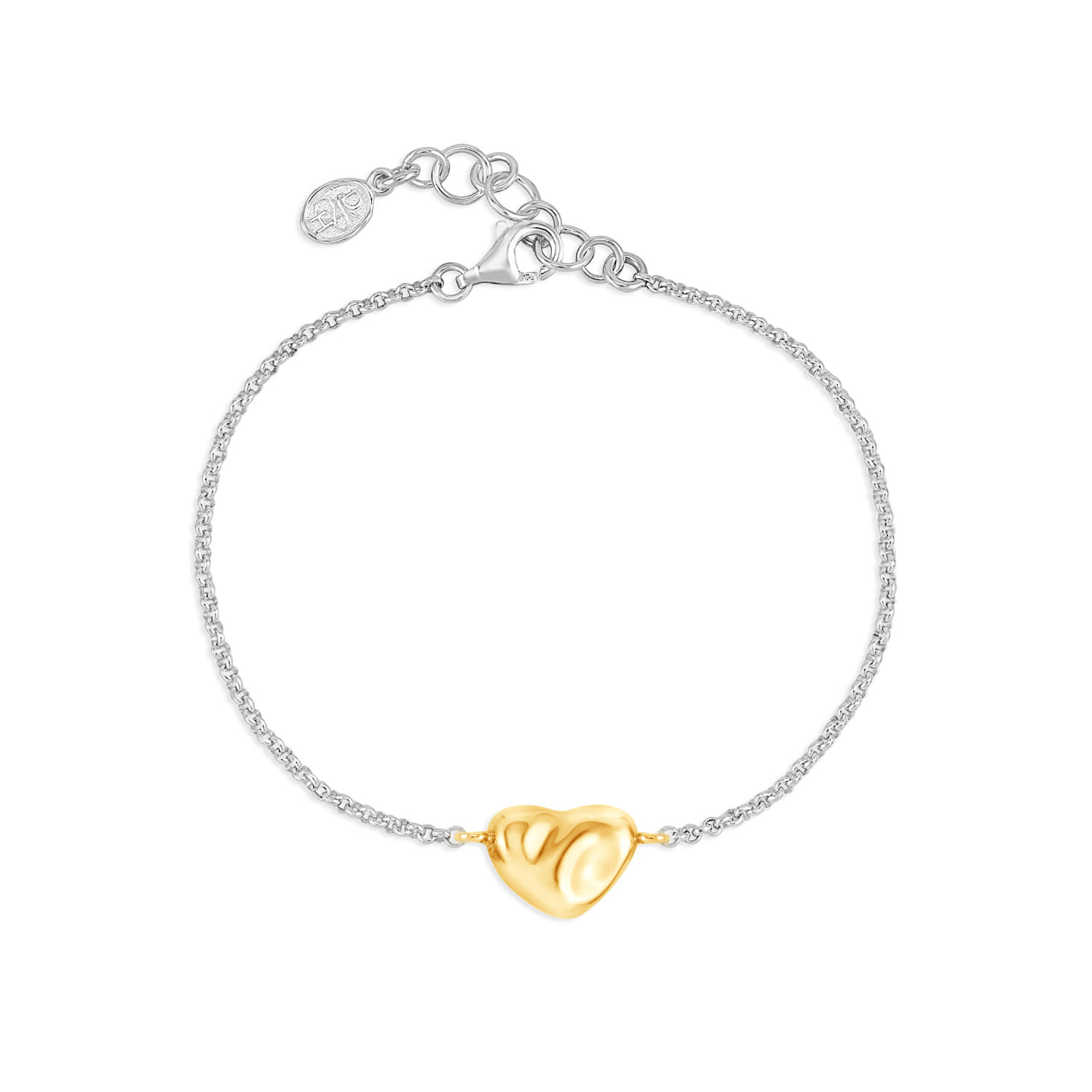 Dower & Hall Women's Gold / Silver Sculptural Heart Bracelet In Two Tones