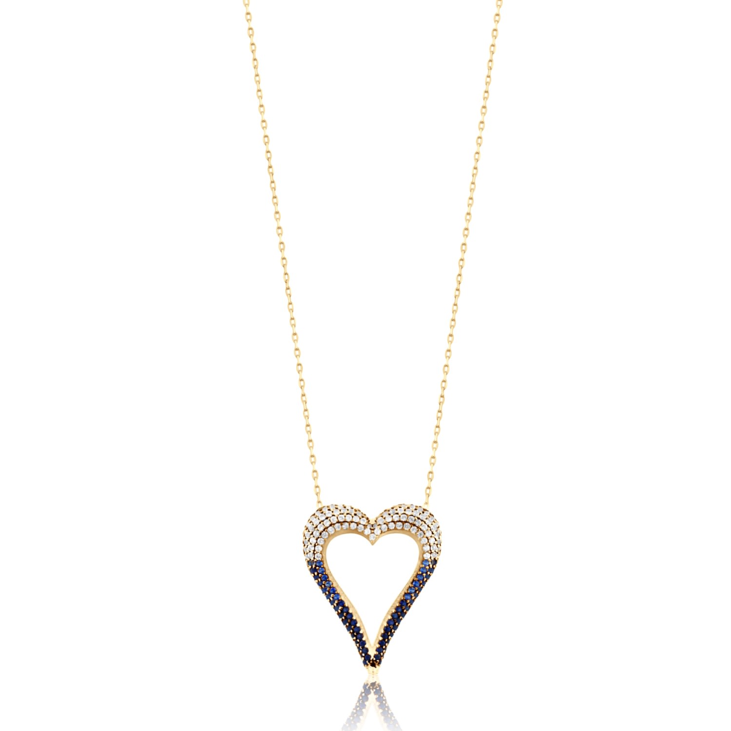 Women’s Gold / Blue Pave Ombre Cut Out Heart Necklace - Blue Shymi