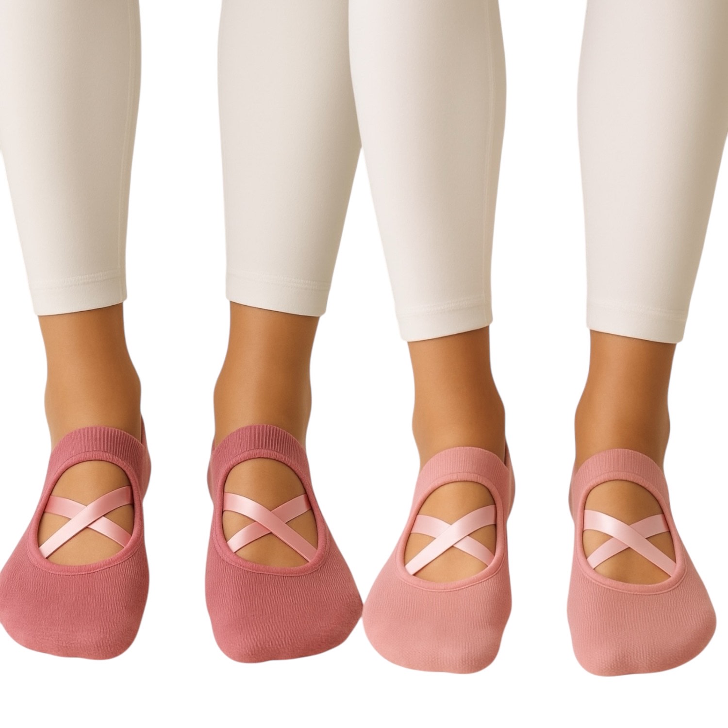 High Heel Jungle By Kathryn Eisman Women's Pink / Purple Pilates Grip Socks - Two Pack - Ballet Pink & Blush