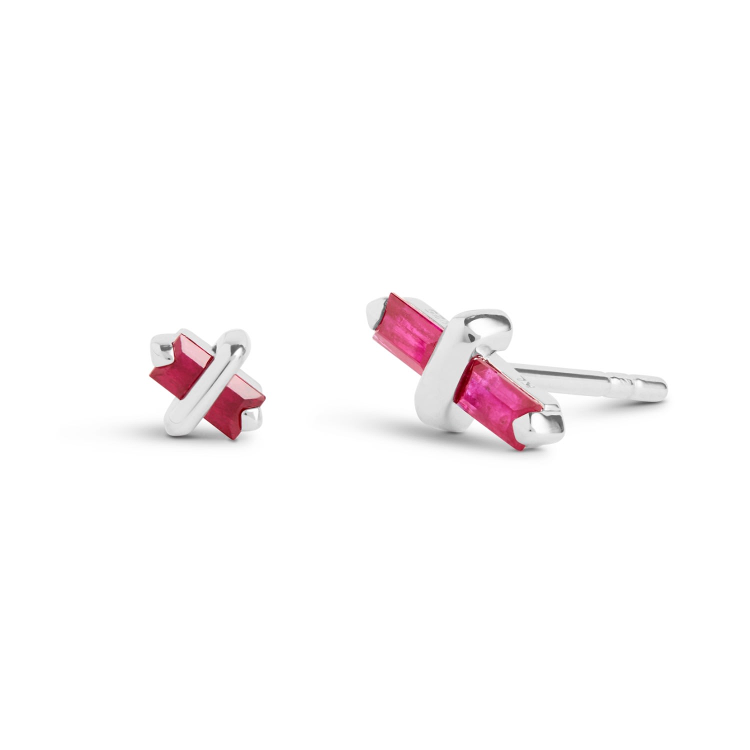 Kasun Women's Pink / Purple / Red Candy Kiss Earrings - July - Ruby - Silver
