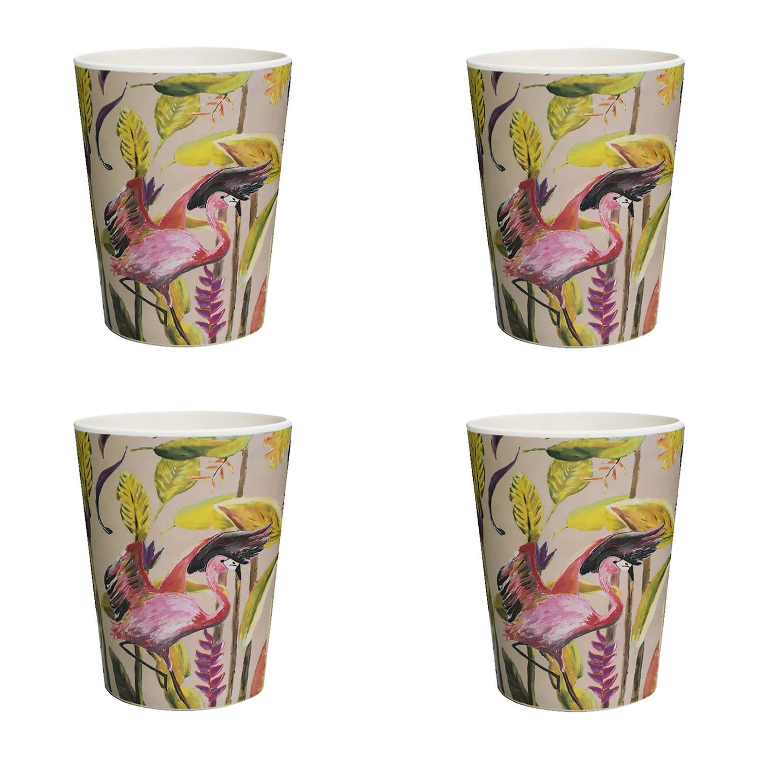 White 4X Bamboo Cups Flamingo Wild Jungle Stories Catchii