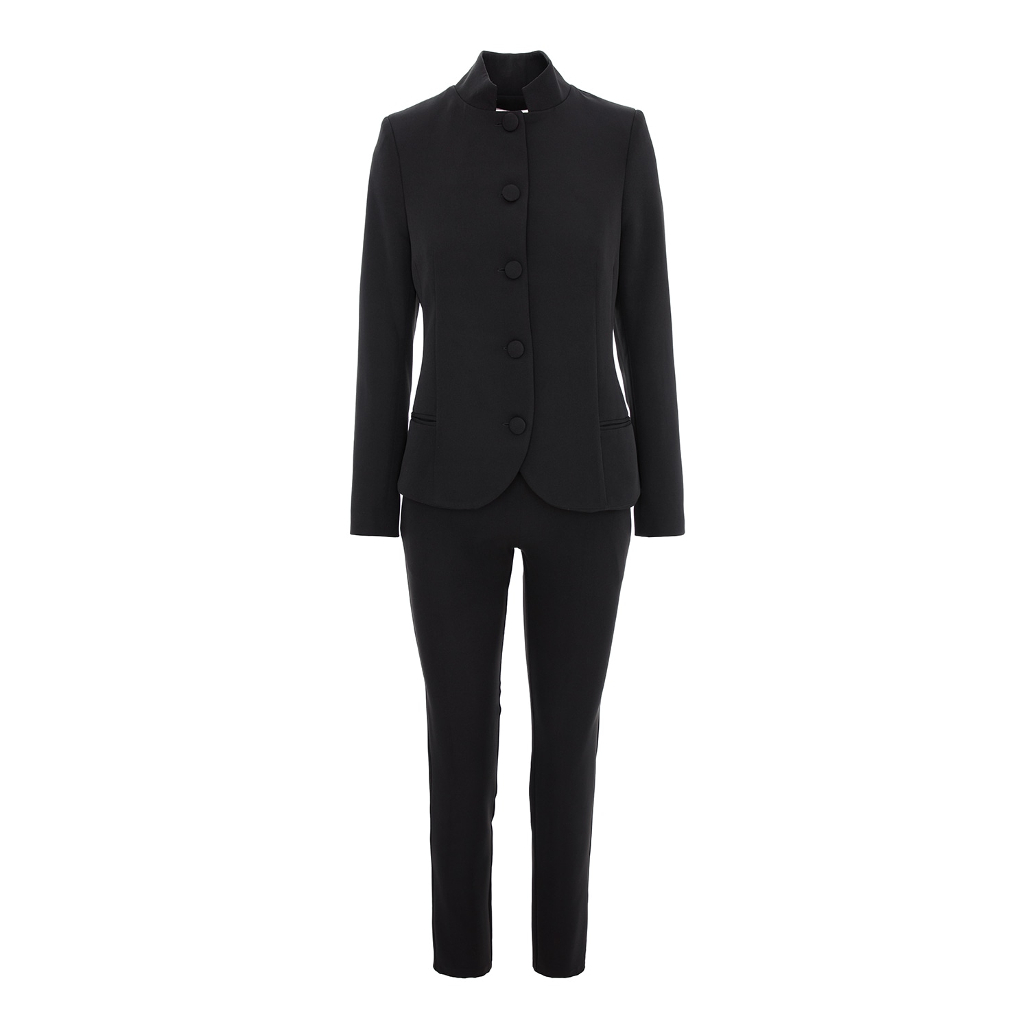 Monarh Black / Red / White Fitted High Collar Suit In Black/red/white