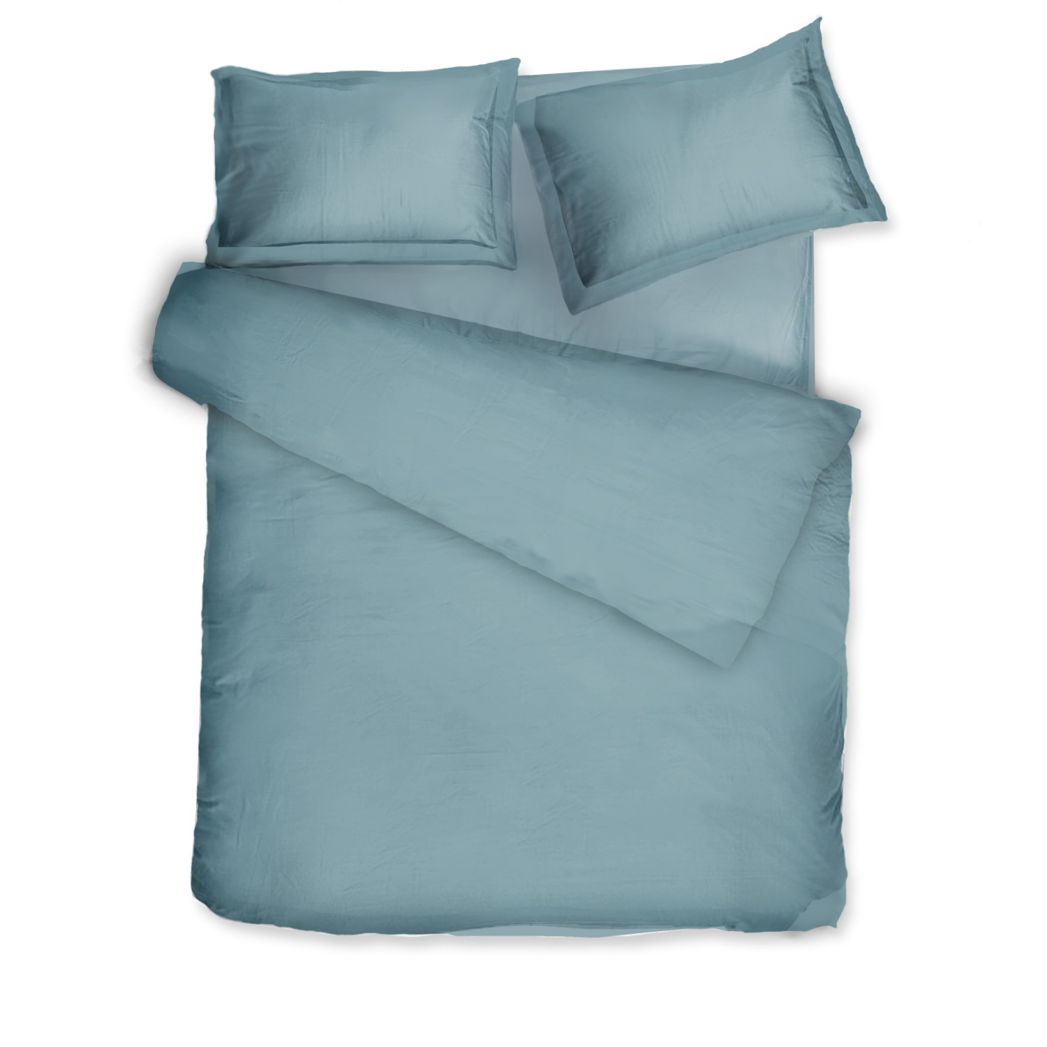 Decoflux Home Sateen Bed Linen Set Solid Blue Bell Uk Double, Us Full In Blue
