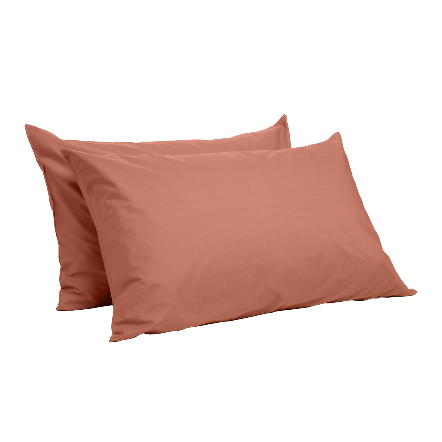 Joro Percale Organic Cotton Pillowcases - Bark Red In Multi