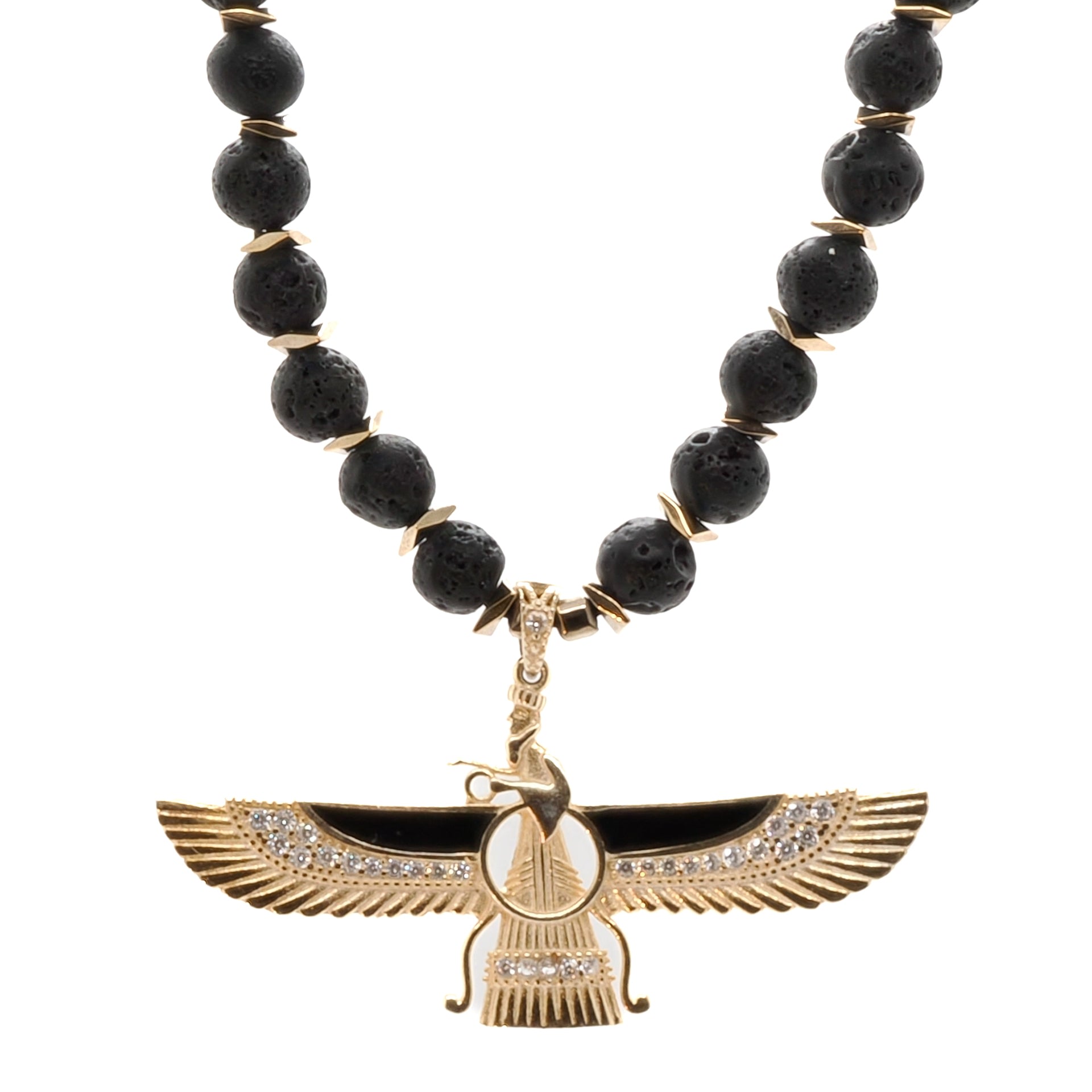 Women’s Gold / Black Powerful Faravahar Necklace Ebru Jewelry