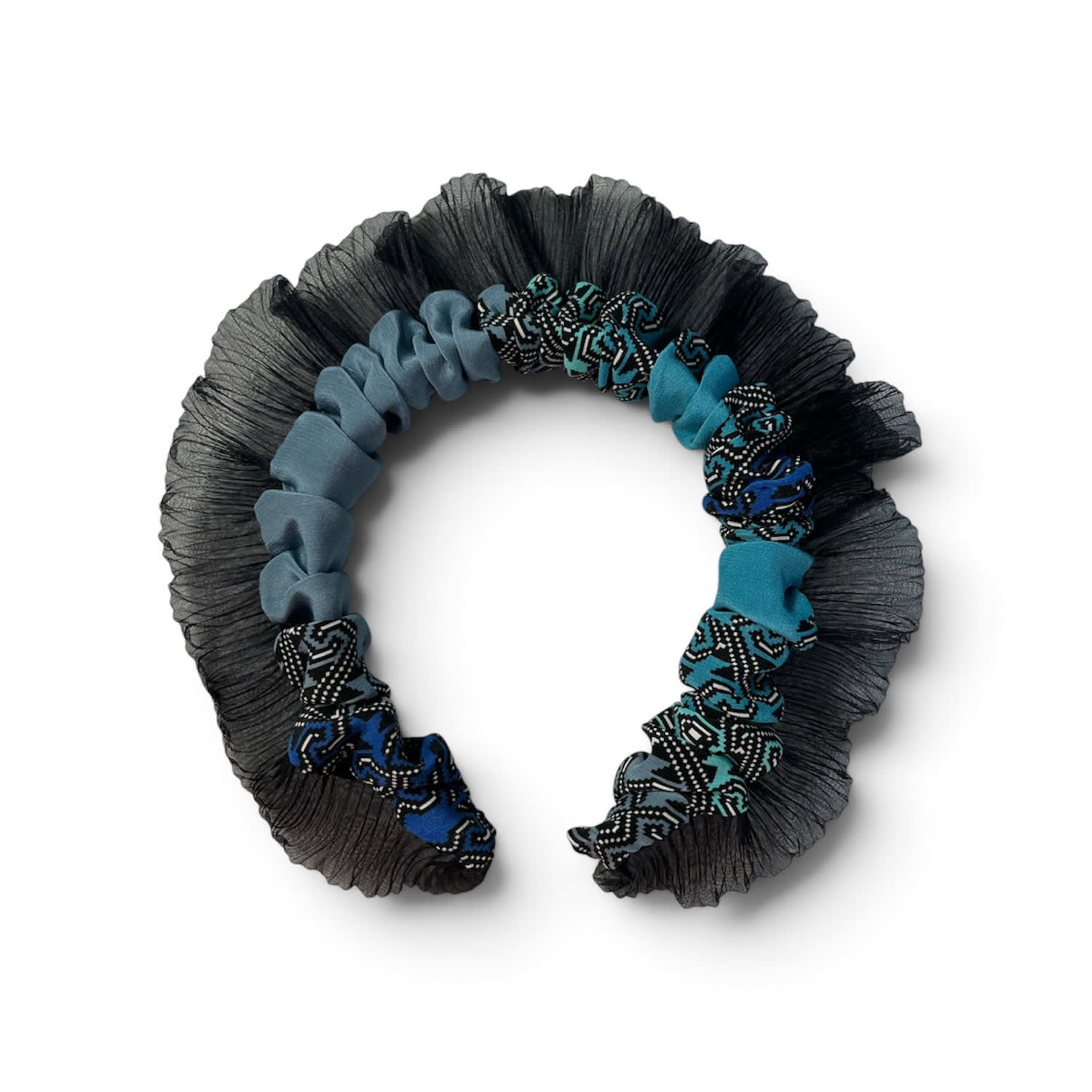 Women's Blue / Grey / Green Grabados Silk Headband | One Size | Tramp in Disguise