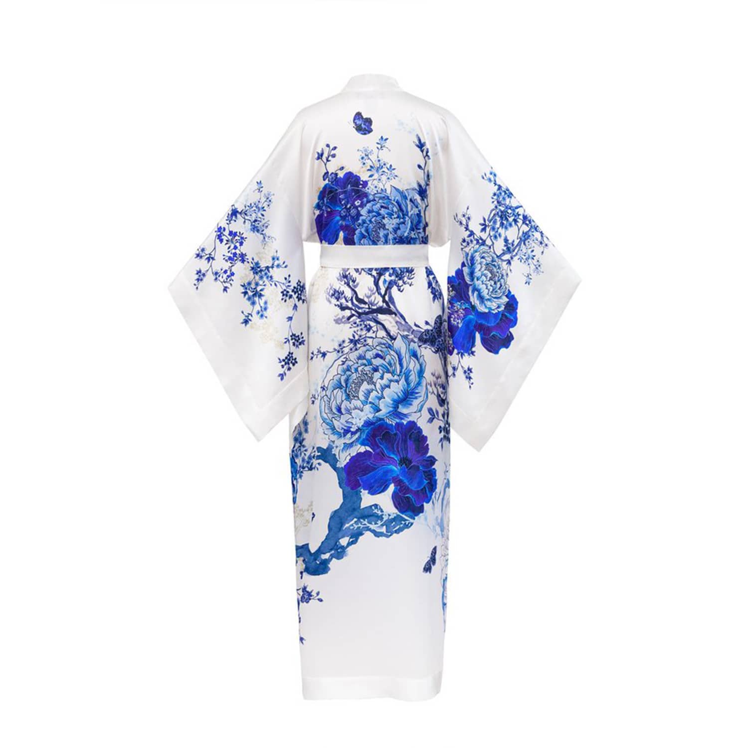 blue and white kimono dress Kimono Cotton Dress Owl Blue Print  PICK HAPPY