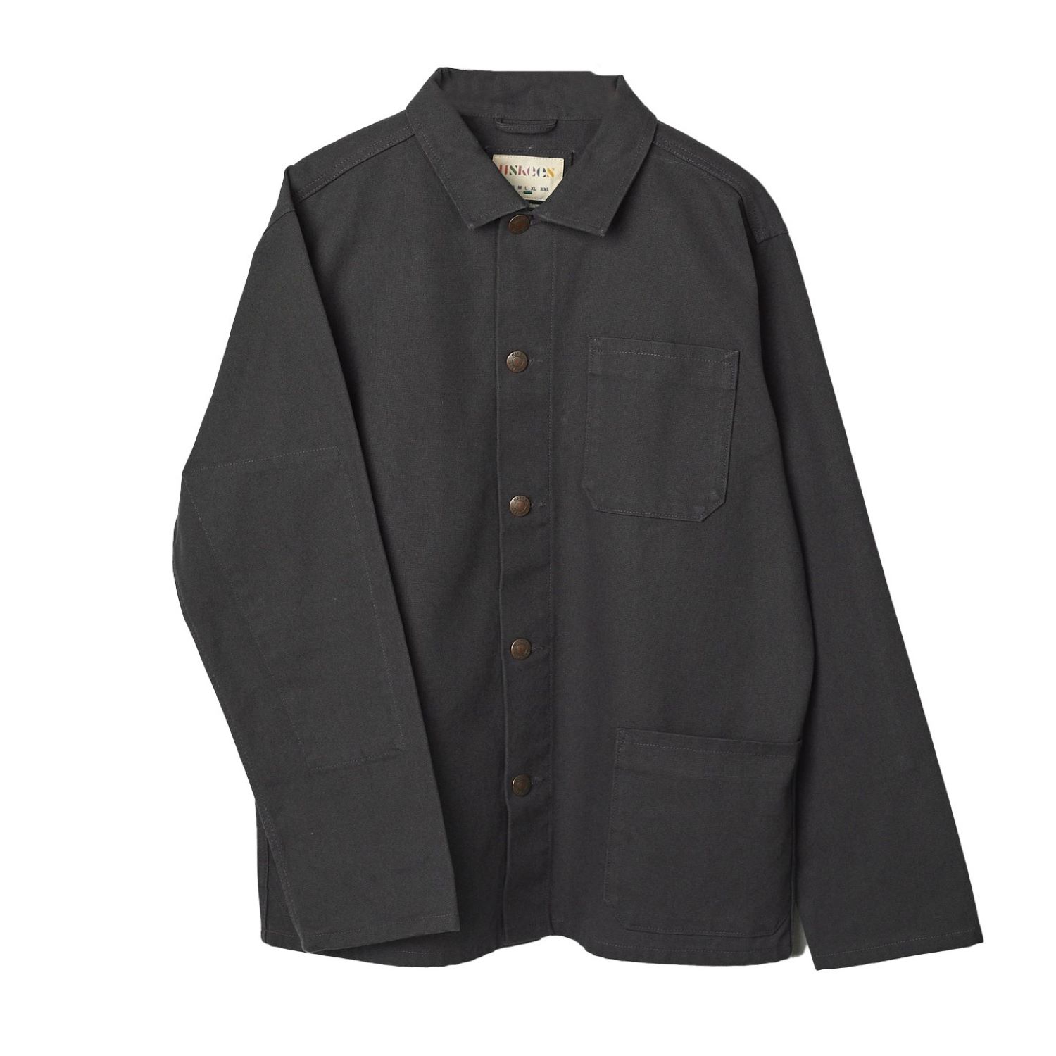 Uskees Men's Black Canvas Buttoned Overshirt - Charcoal