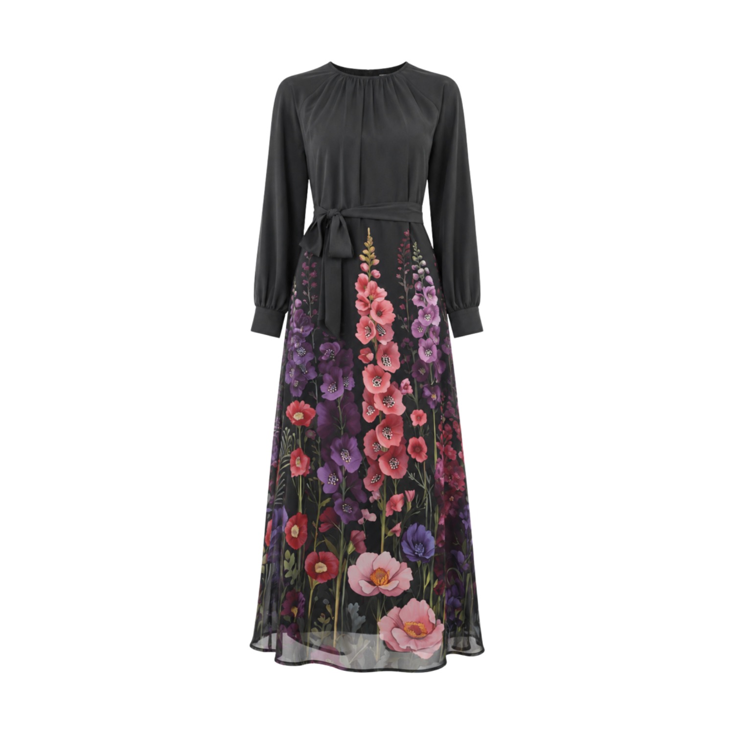 pink and black chiffon dress Floral Placement Print Maxi | JOHN ABGIN searchspring: Club Dress simply wear it and black and pink wedding dress Stylish bridesmaid dresses for Color:MALTESE BLUE