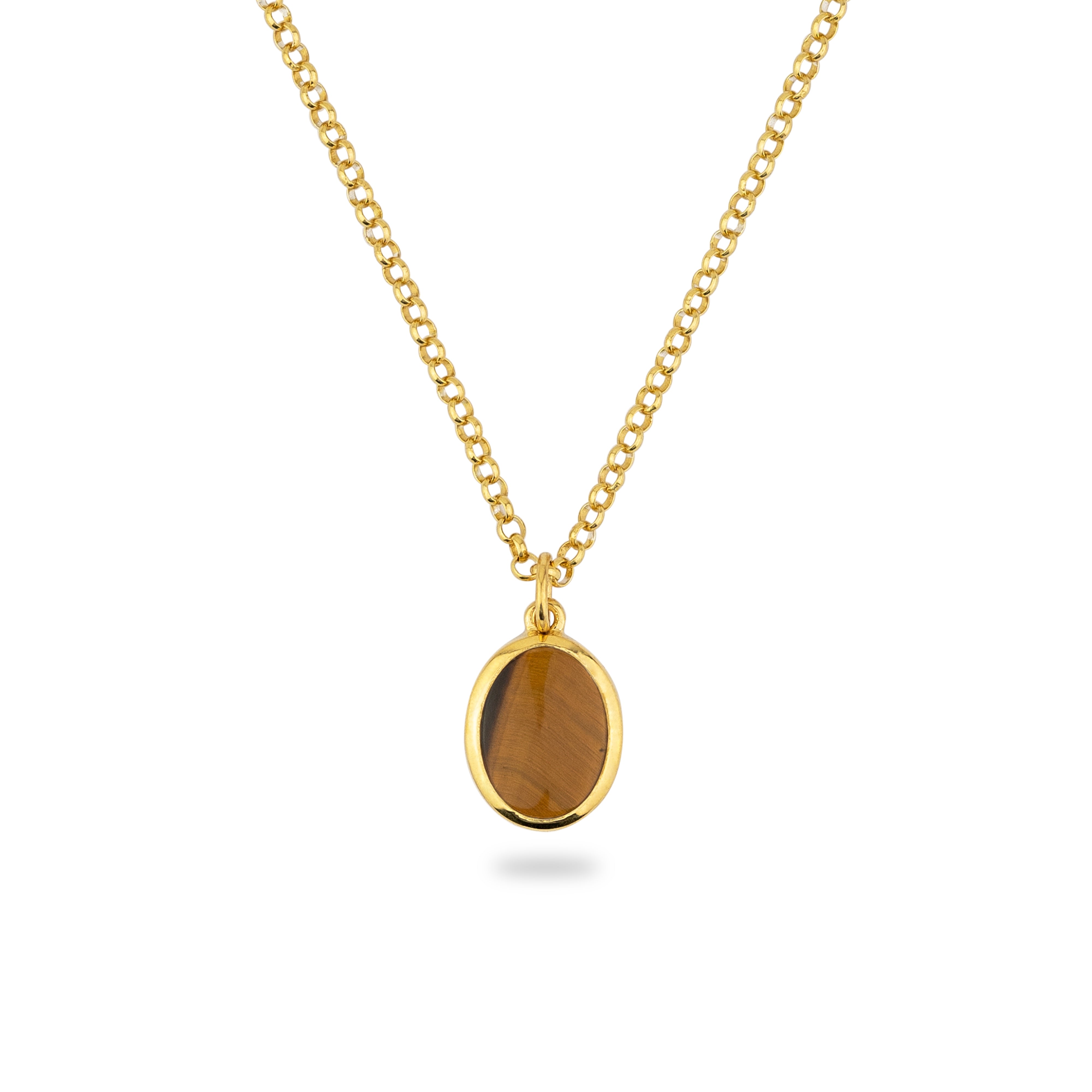 Women’s Gold Jamestown Tiger Eye Oval Stone Necklace & Pendant Phira London