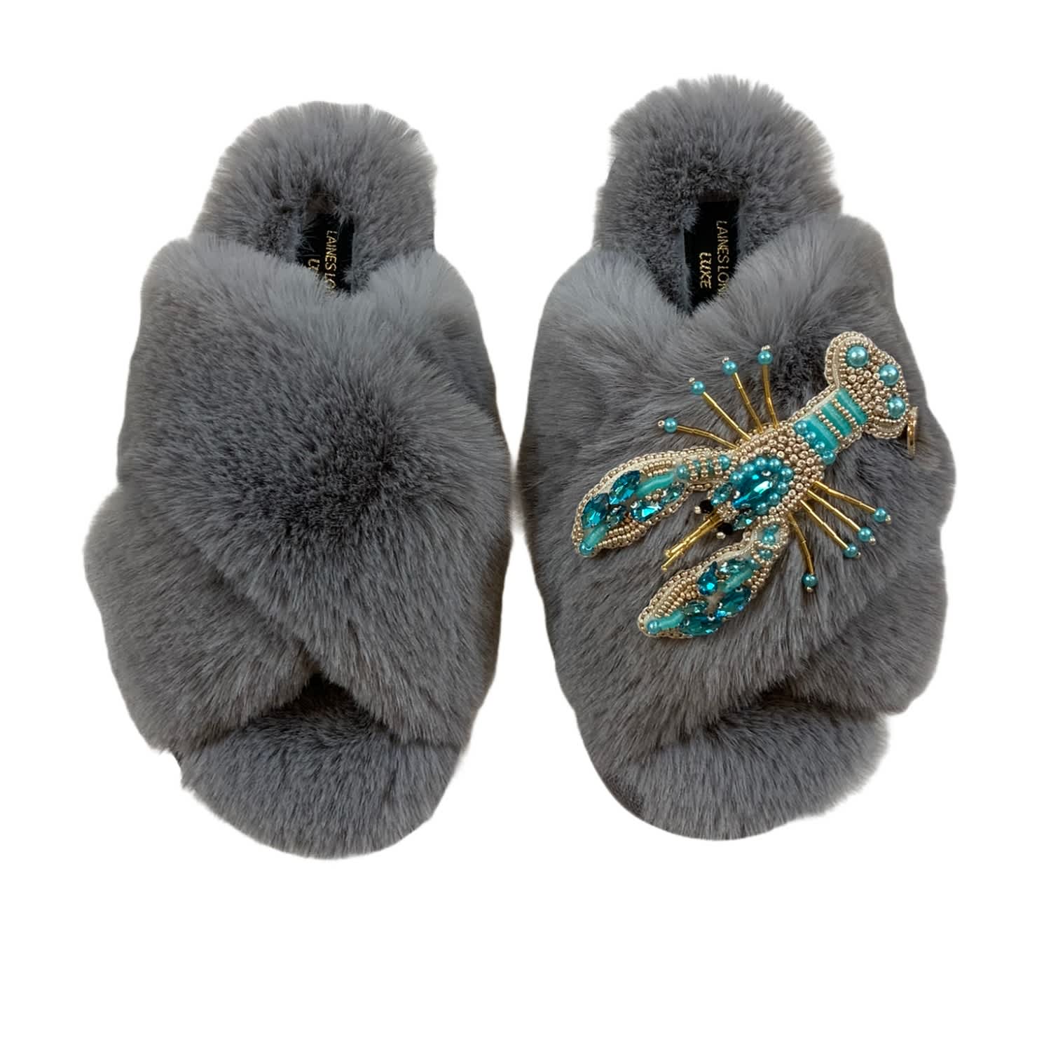 grey fluffy slippers