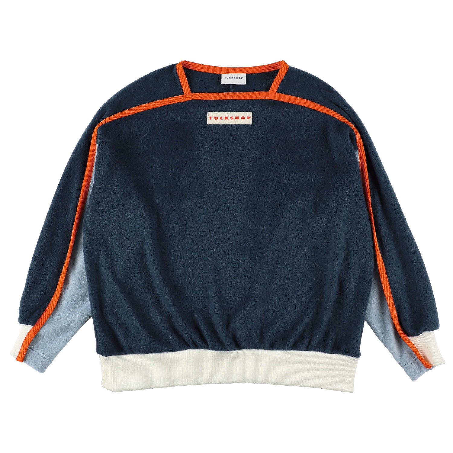Tuckshop Women's White / Blue Shaggy Sweater - Navy In White/blue