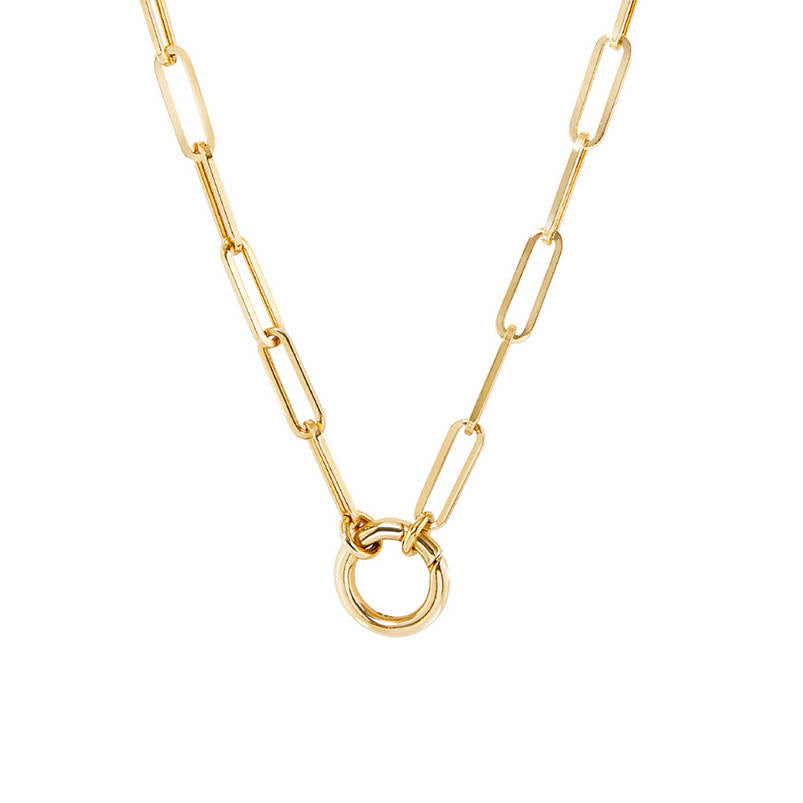 Women’s Gold Delicate Paperclip Chain Charm Hoop Necklace | Amelia Roxanna Jewellery