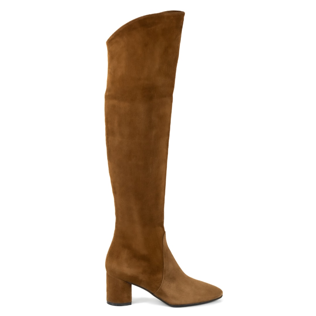 Keith Scarrott Shoes Women's Brown Napoli Tan Suede Over The Knee Boot In Brown