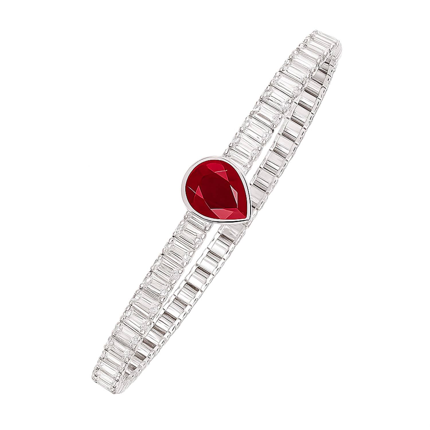 The Gala Women's Silver / Red Crimson Drop Bracelet In Multi