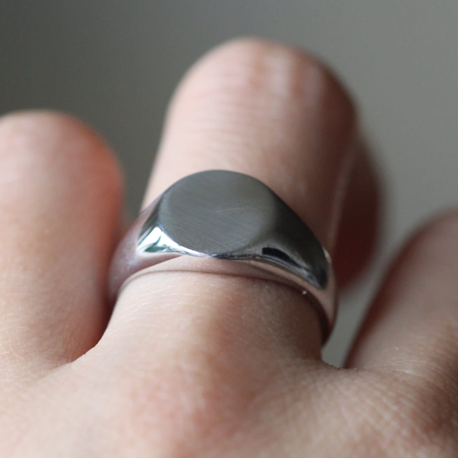 Mens white gold signet shop ring