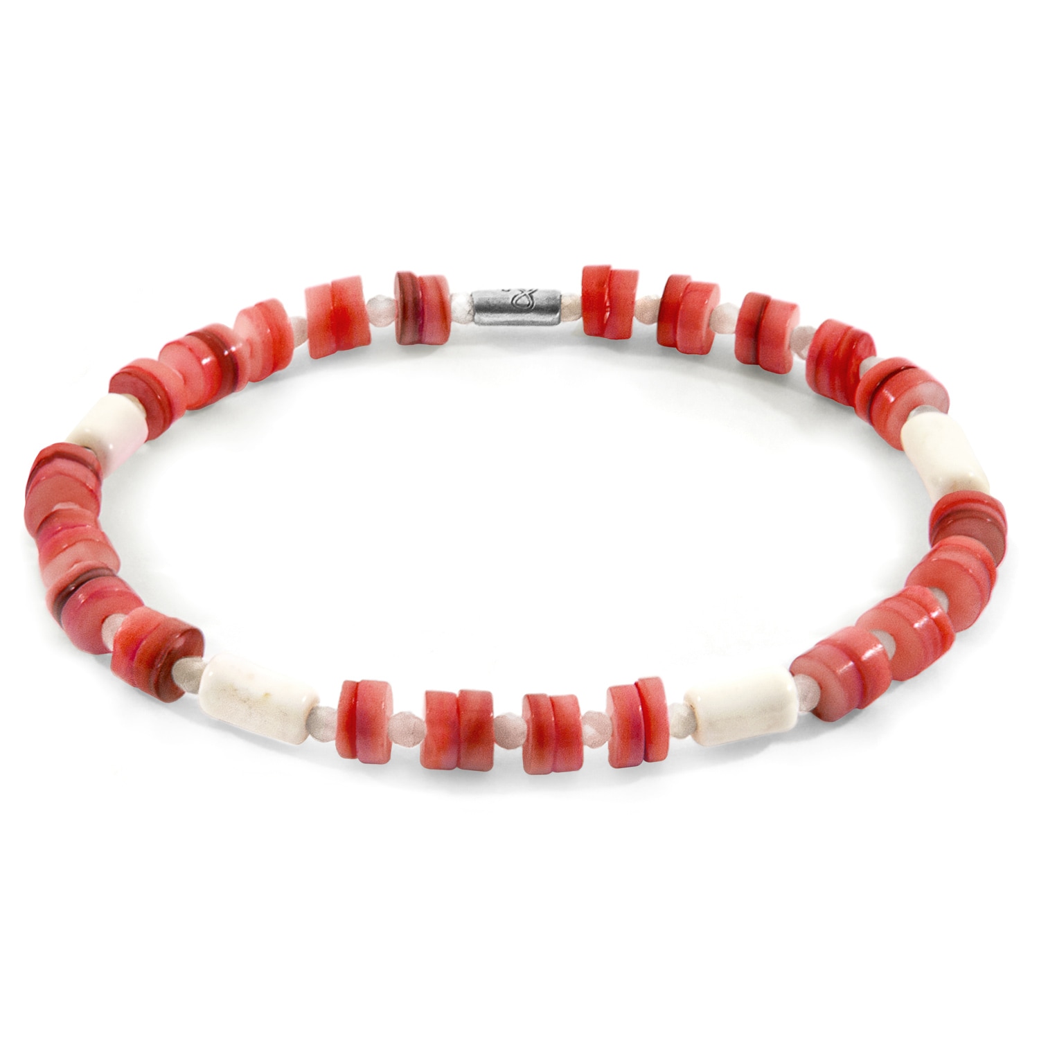 Anchor & Crew Women's Red Maisie Silver & Freshwater Shell Skinny Bracelet In Red