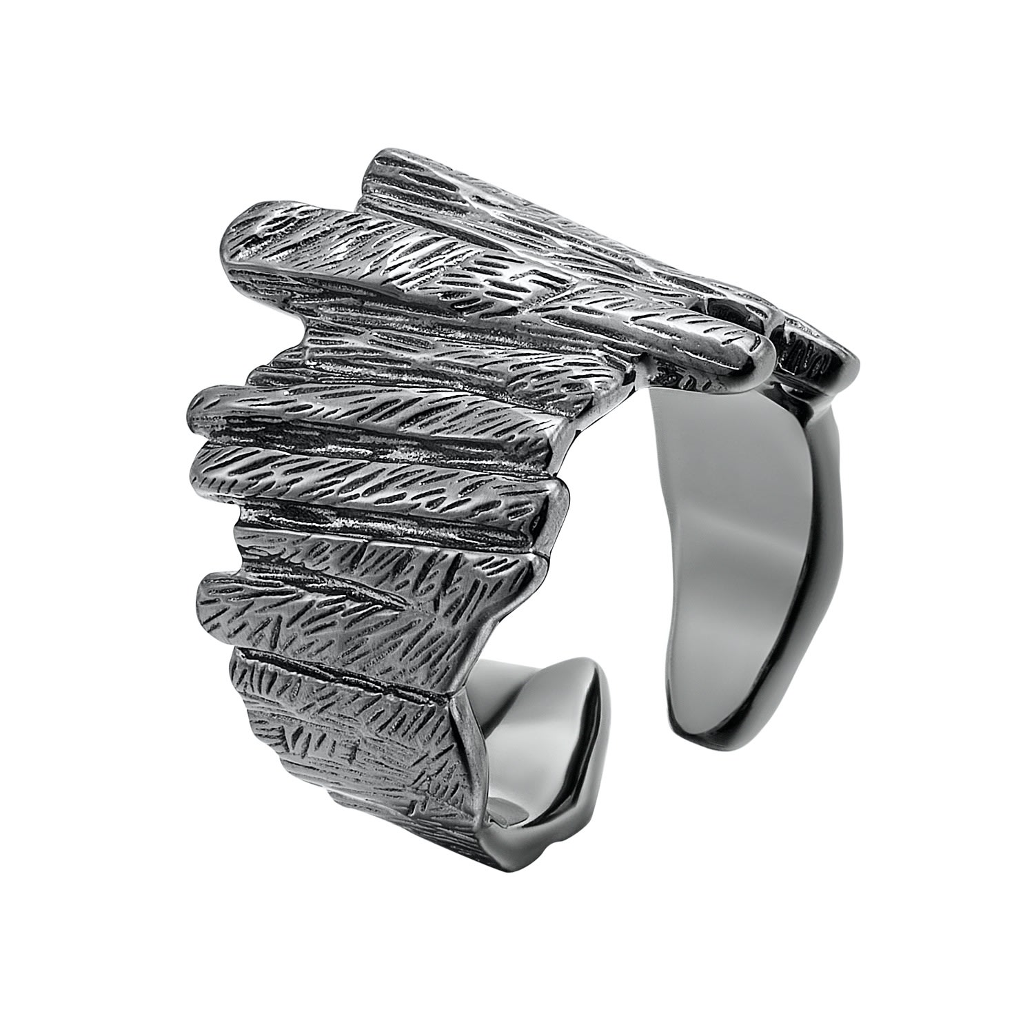Jiaying Wang Wjy Studio London Women's The Tree Memory Black Gold-plated Sliver Ring In Gold