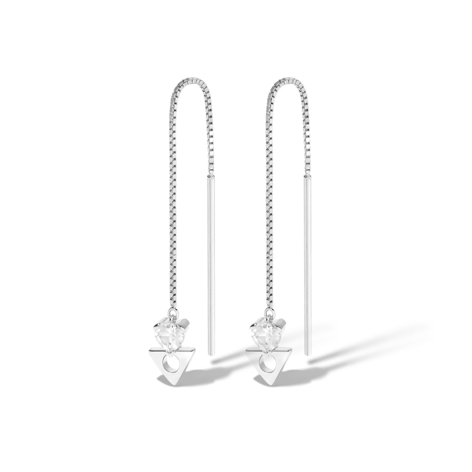 Women’s White / Silver Dreaming & Believing Threader Earrings - Sterling Silver Threader Earrings With White Topaz Heart Gemstones Lúdere