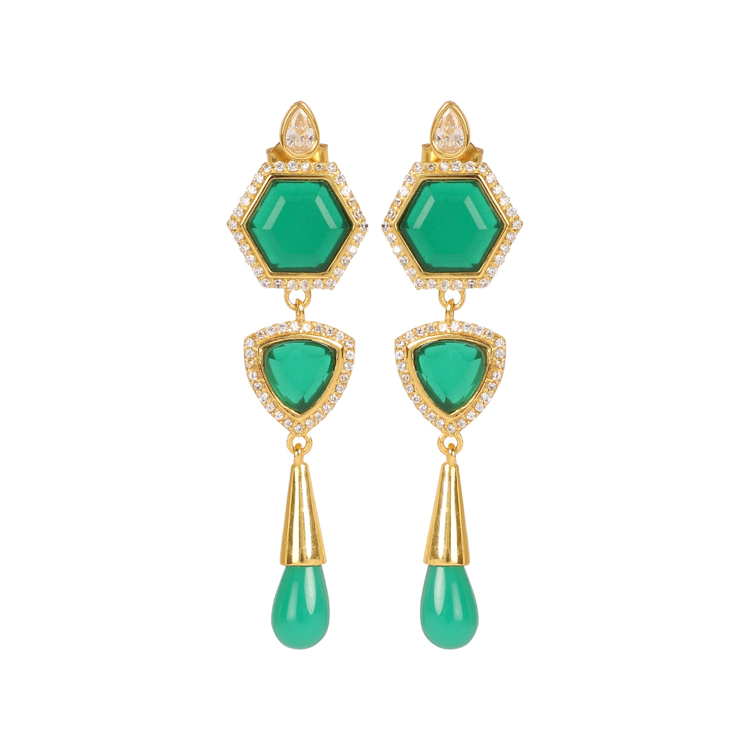 Lila Rasa Women's Green / Gold Green Onyx  Earrings In Multi