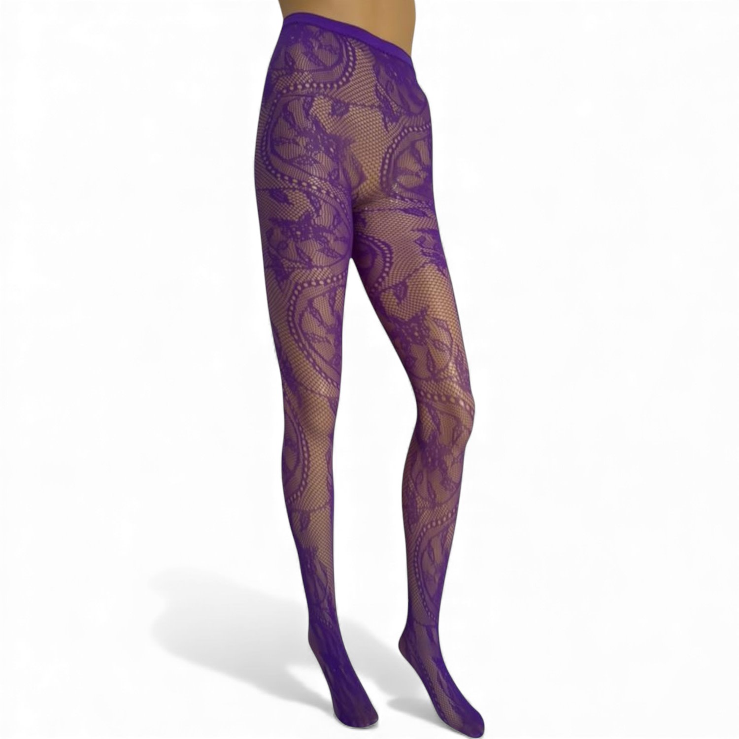 High Heel Jungle By Kathryn Eisman Women's Monet Lace Tights Purple
