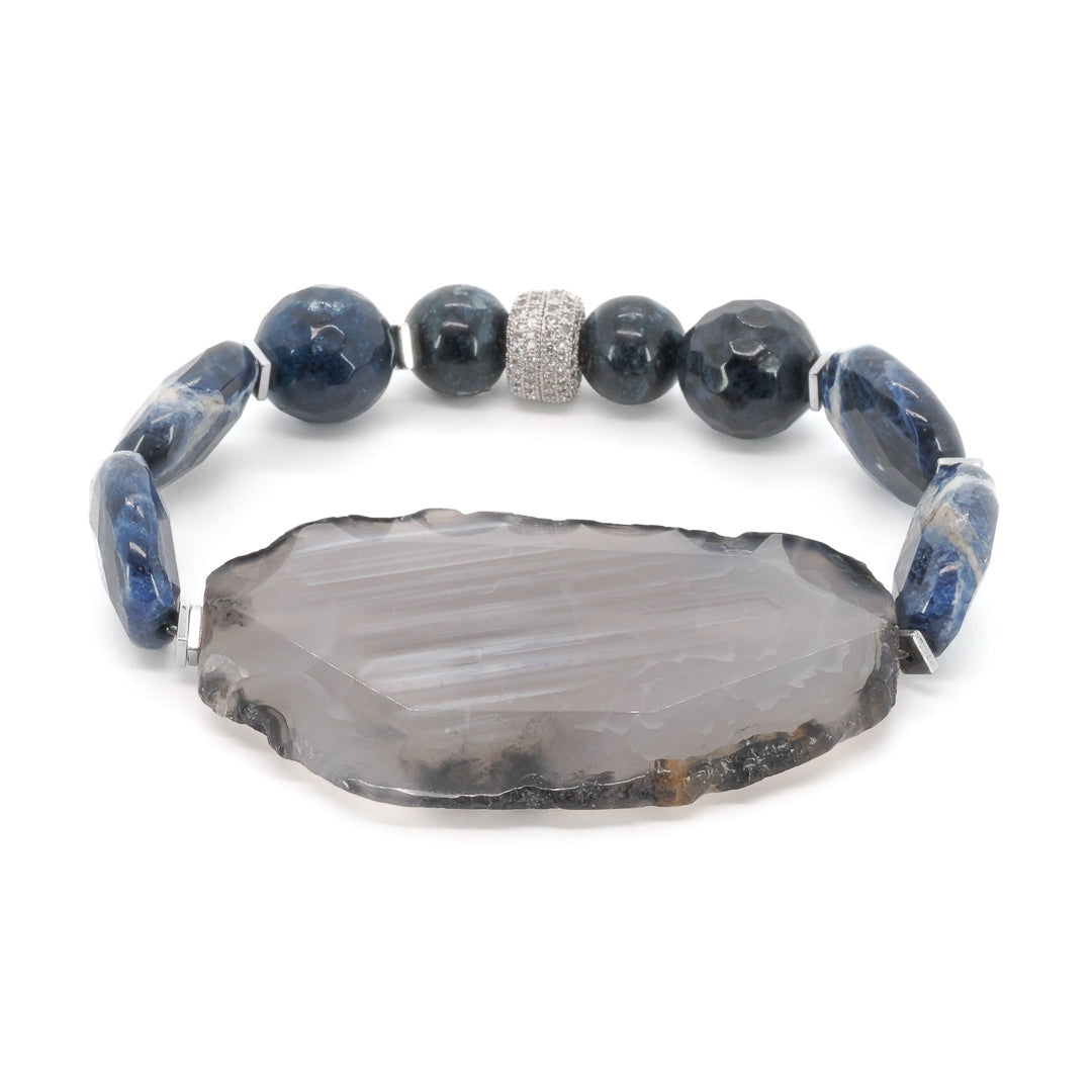 Women’s Blue / Grey Agate Spiritual Balance Bracelet Ebru Jewelry