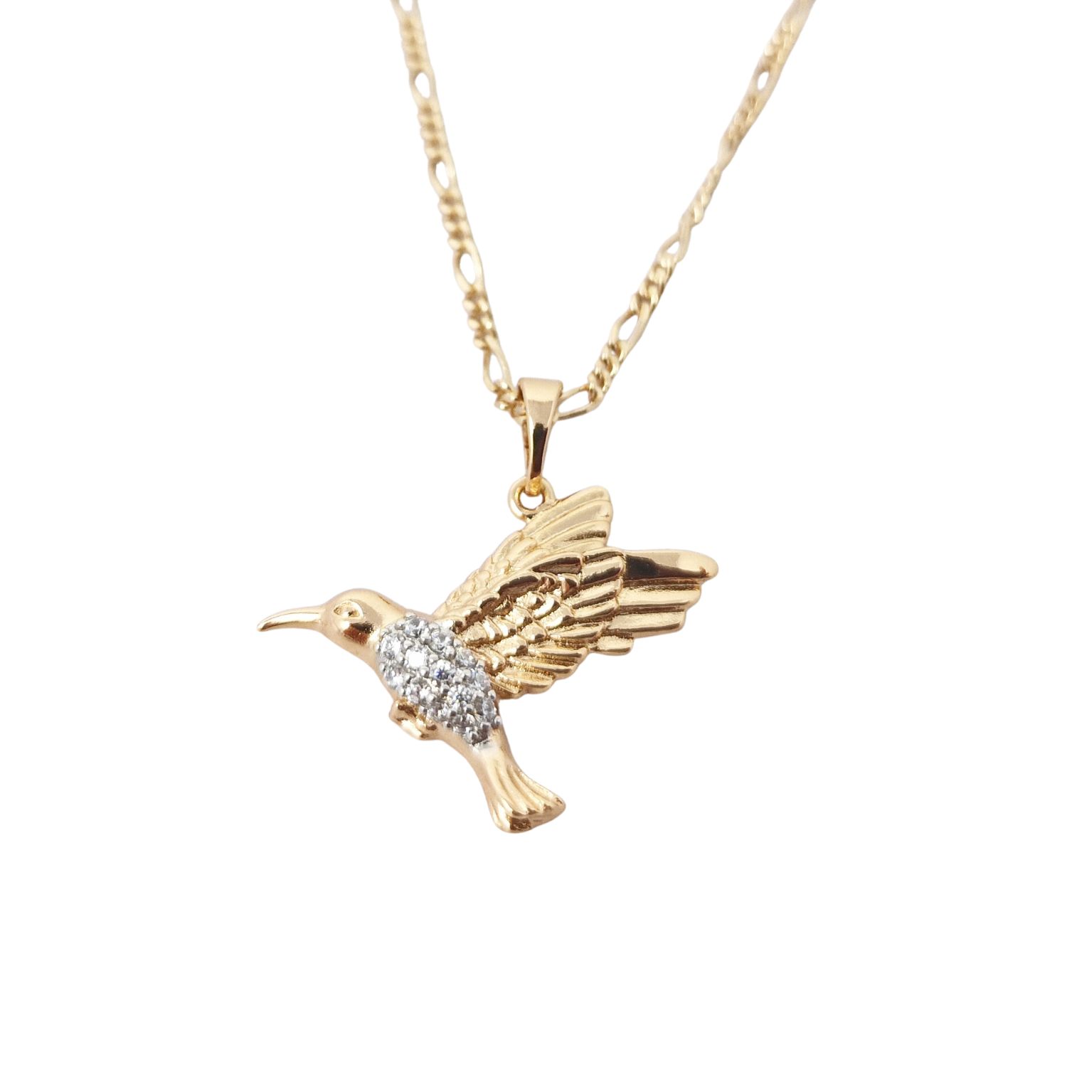 Women’s Gold Vermeil Hummingbird Pendant Charm Necklace Harfi