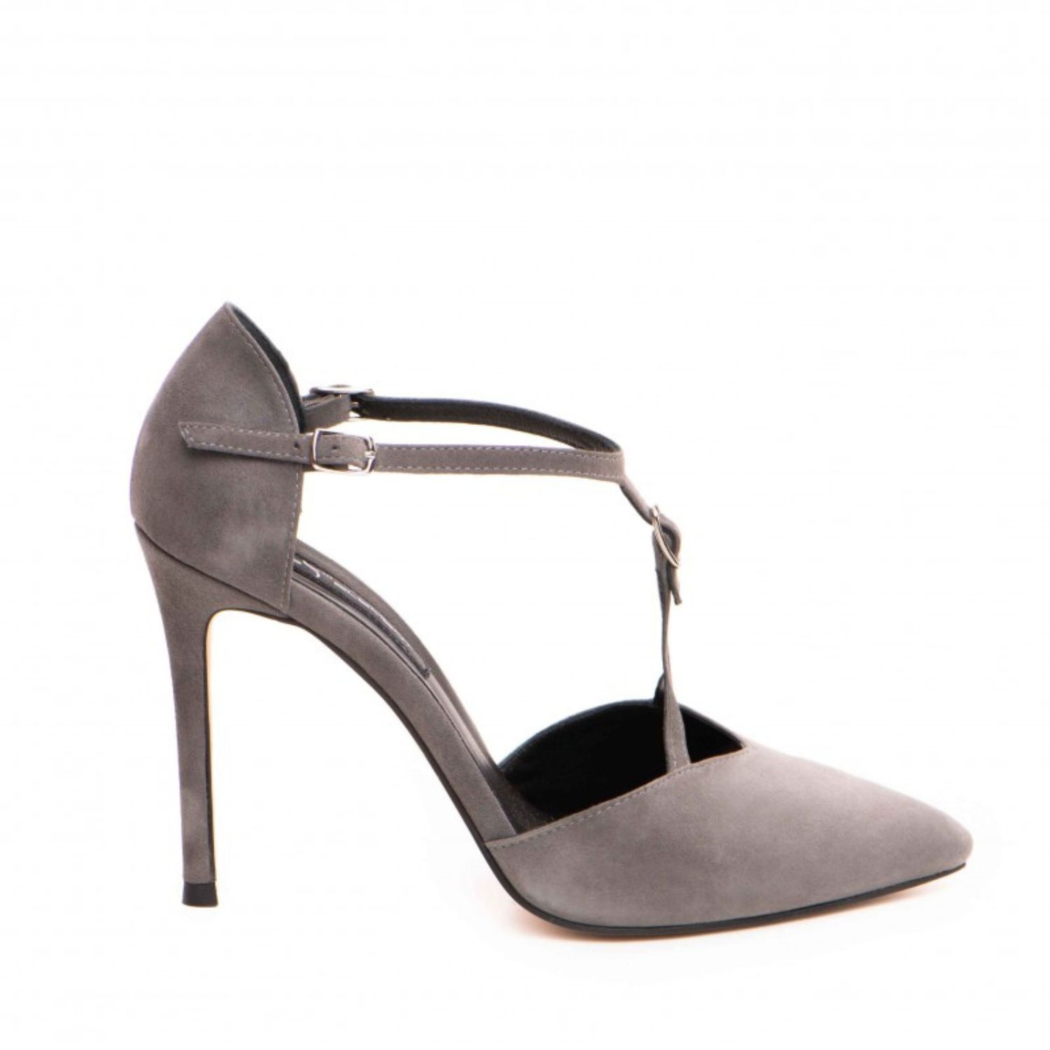 The 5th Element Women's Freya T-strap Pumps In Grey Suede In Gray