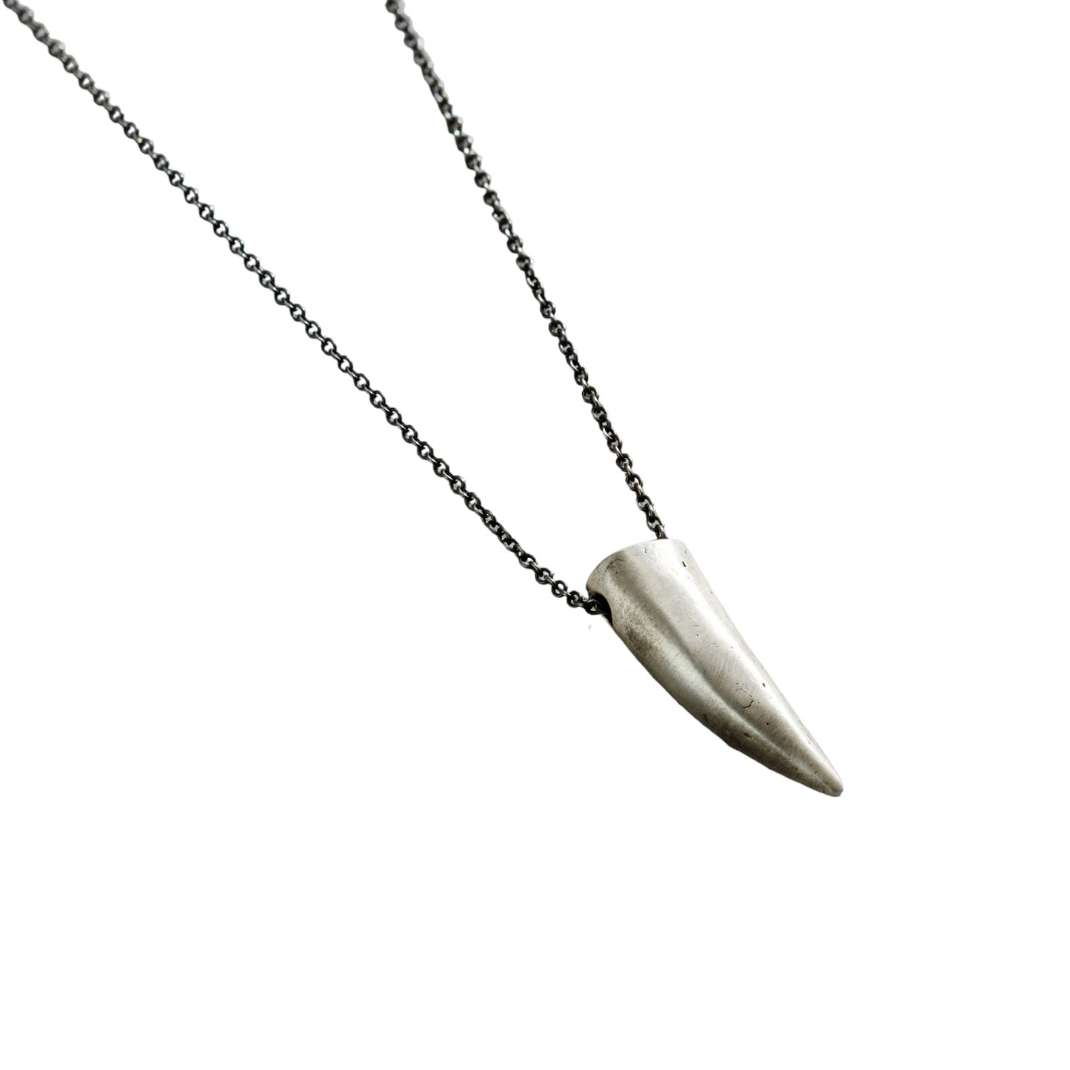 Posh Totty Designs Men's Men's Oxidised Silver Sharks Tooth Necklace