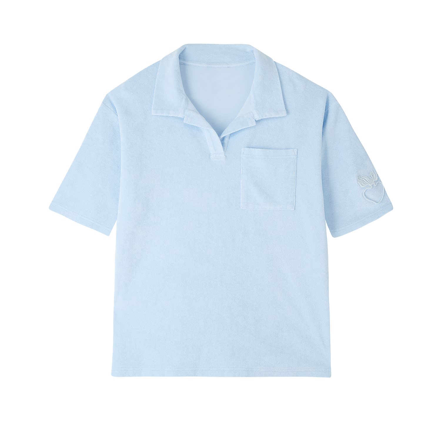 Women’s Organic Terry Polo - Sky Blue Large Planet Loving Company