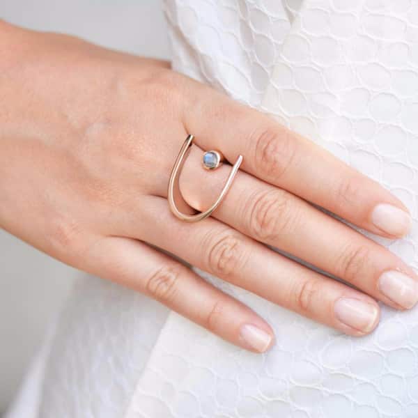 Neola Lunaria Rose Gold Cocktail Ring With Labradorite In Cocktail